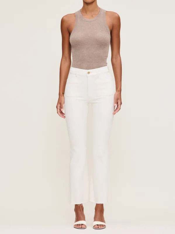 Bridget Boot High Rise Instasculpt™ Crop Jeans | Eggshell Pintuck sold by DL1961