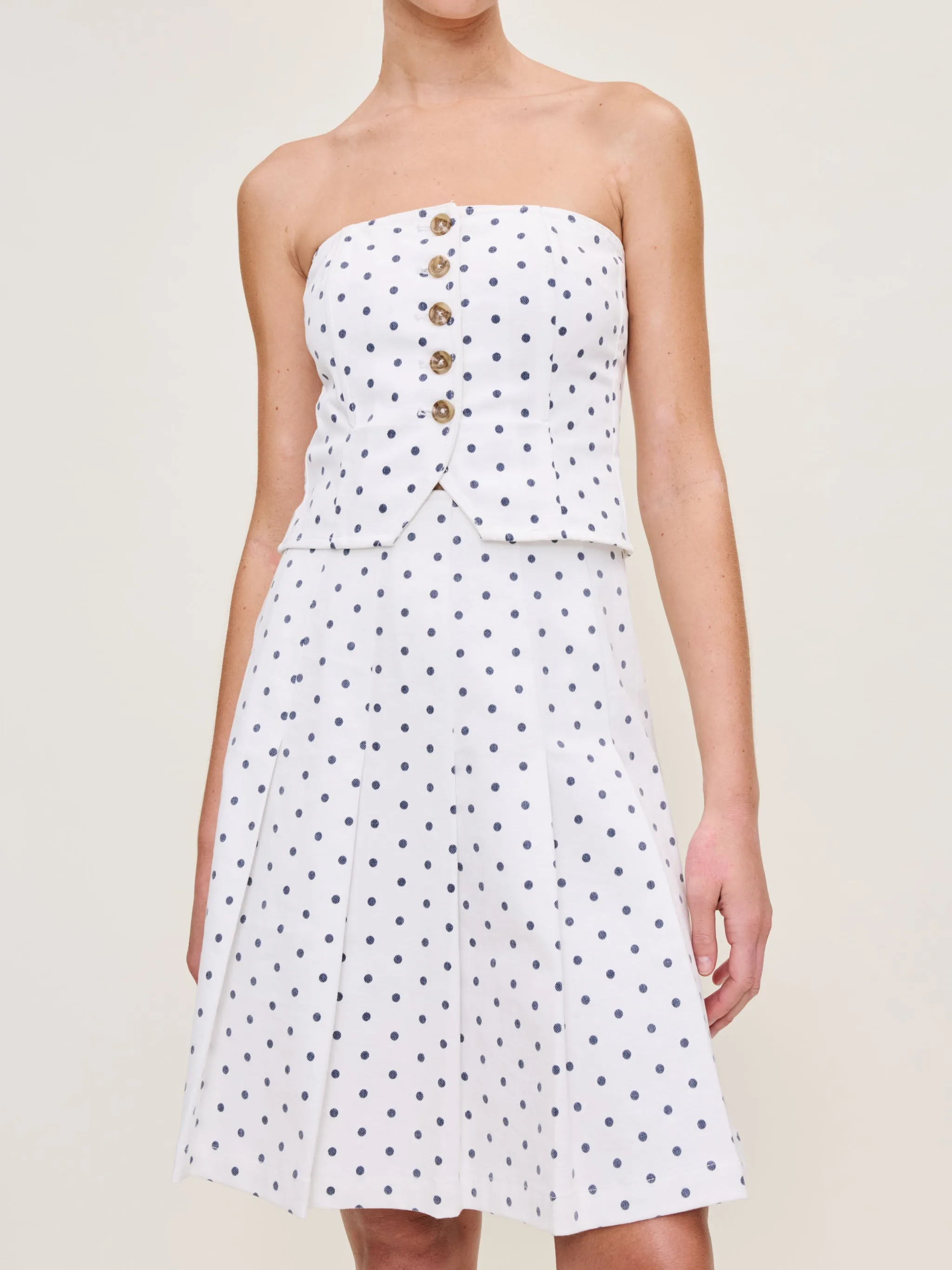 Pleated Denim Skirt Knee Length | Marine Dots sold by DL1961 product image thumbnail 2