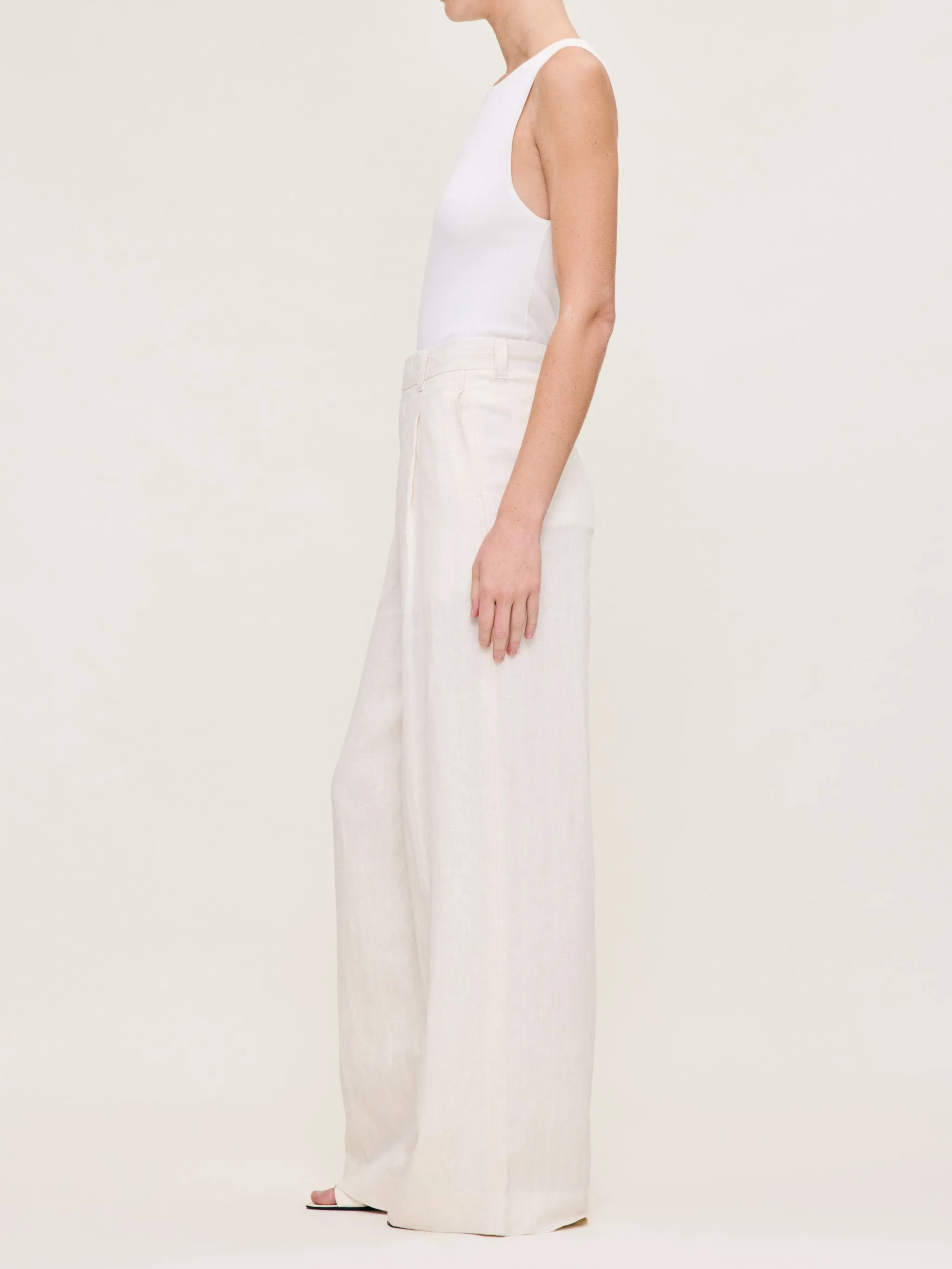 Hepburn Wide Leg High Rise Pleated 32" | Flax Linen sold by DL1961 product image thumbnail 2