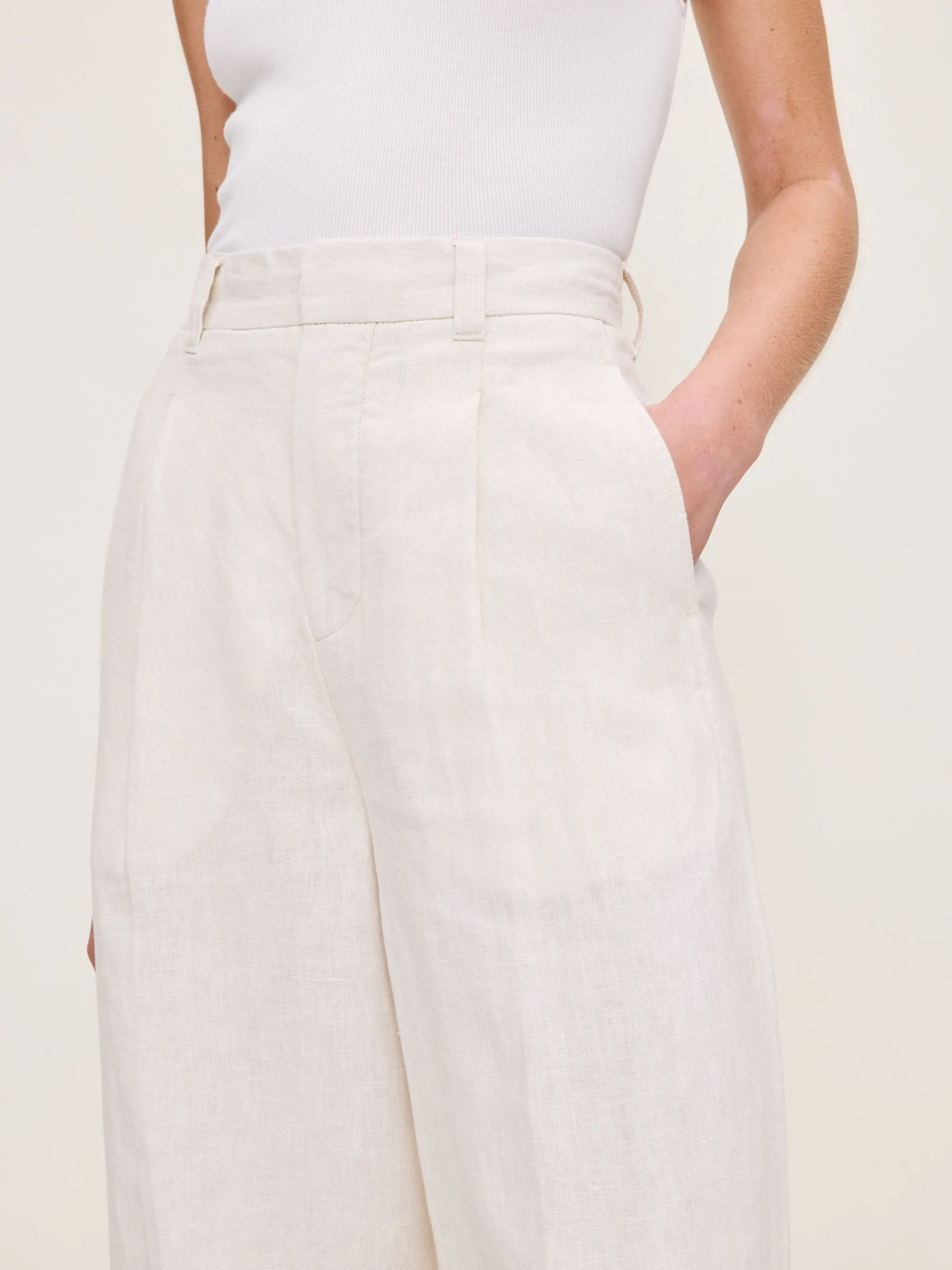 Hepburn Wide Leg High Rise Pleated 32" | Flax Linen sold by DL1961 product image thumbnail 5