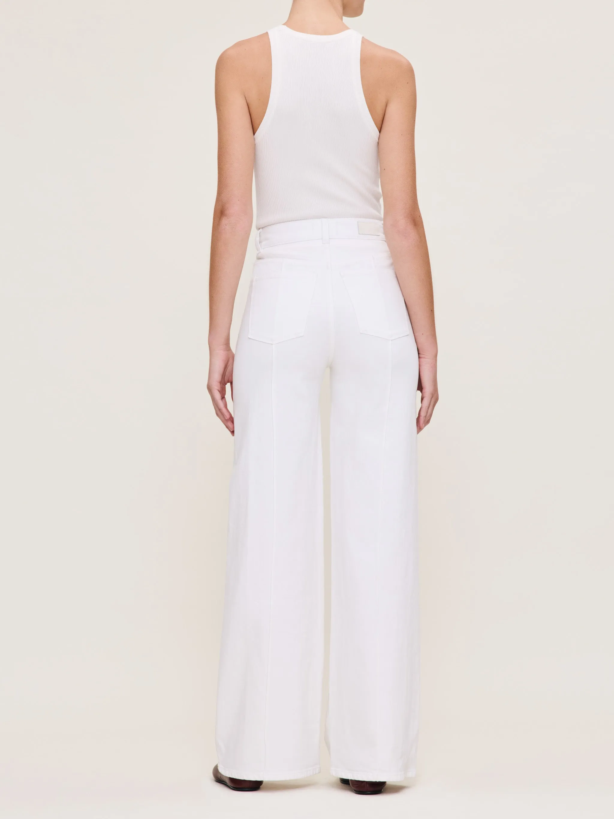 Hepburn Wide Leg High Rise 32" Jeans | White Pintuck sold by DL1961 product image thumbnail 5