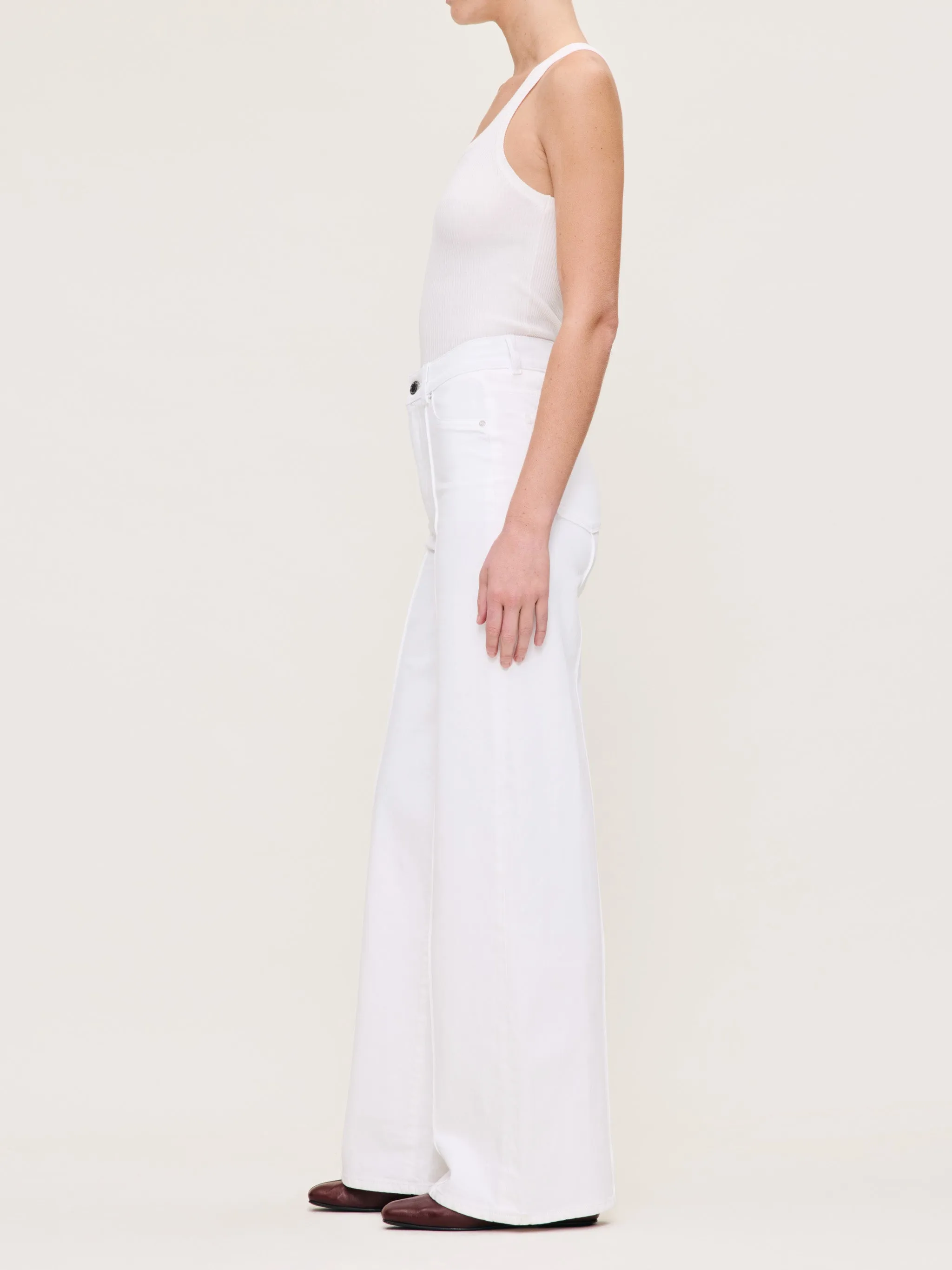 Hepburn Wide Leg High Rise 32" Jeans | White Pintuck sold by DL1961 product image thumbnail 4