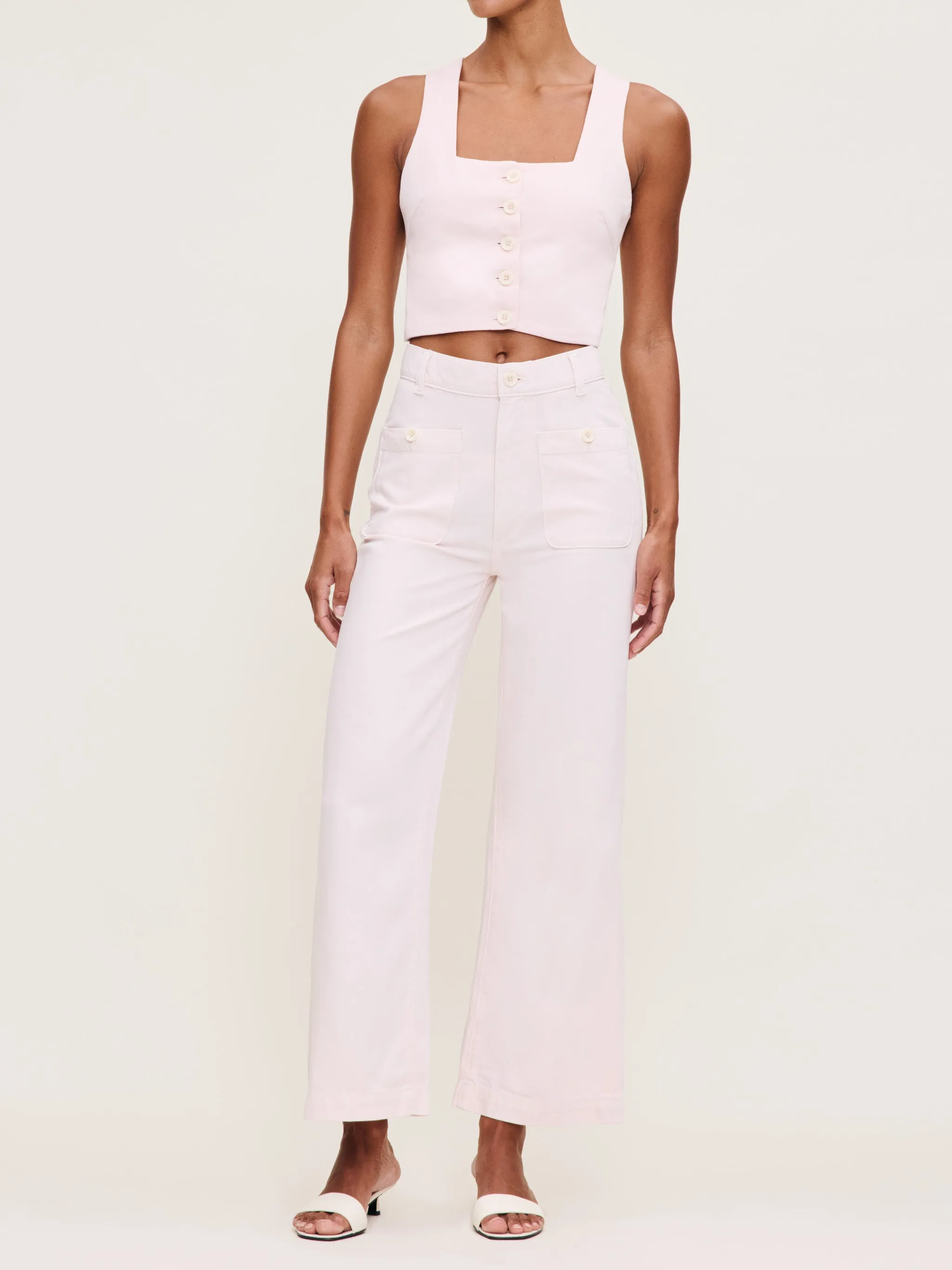 Hepburn Wide Leg High Rise Ankle Jeans | Primrose Pink sold by DL1961
