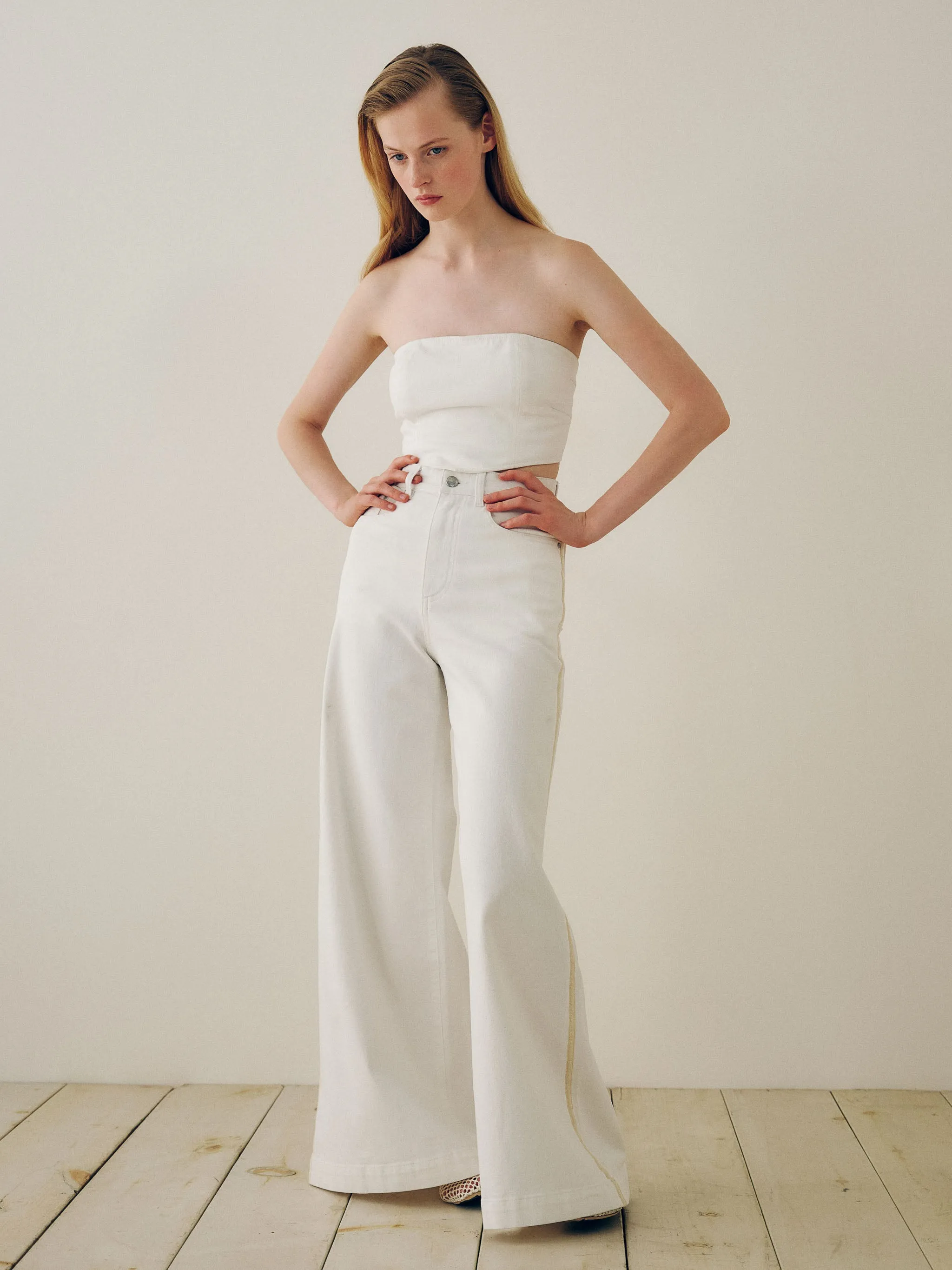 Lucila Ultra Wide Leg Ultra High Rise 33" Jeans | White sold by DL1961