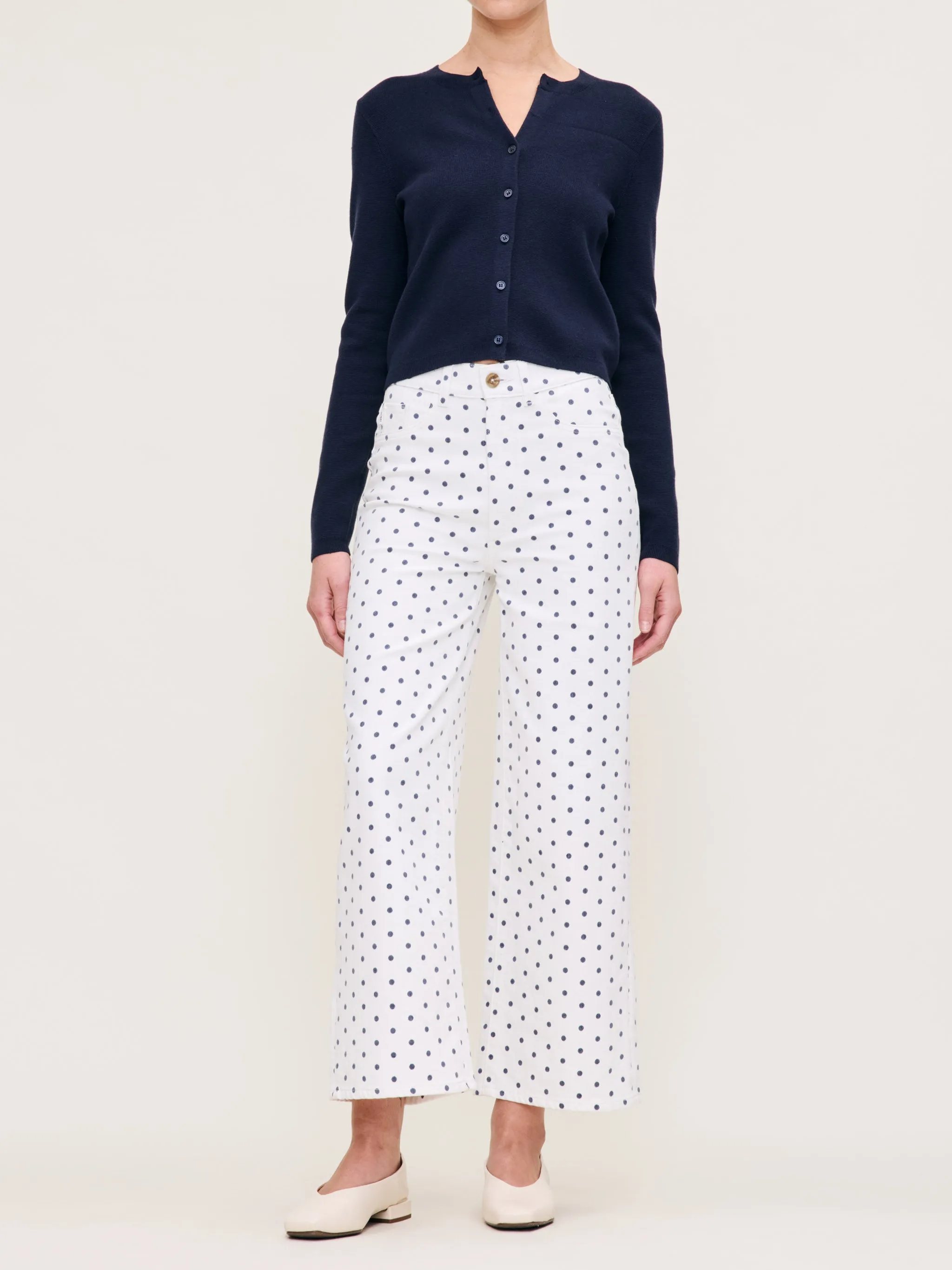 Hepburn Wide Leg High Rise Ankle Jeans | Marine Dots sold by DL1961 product image thumbnail 4
