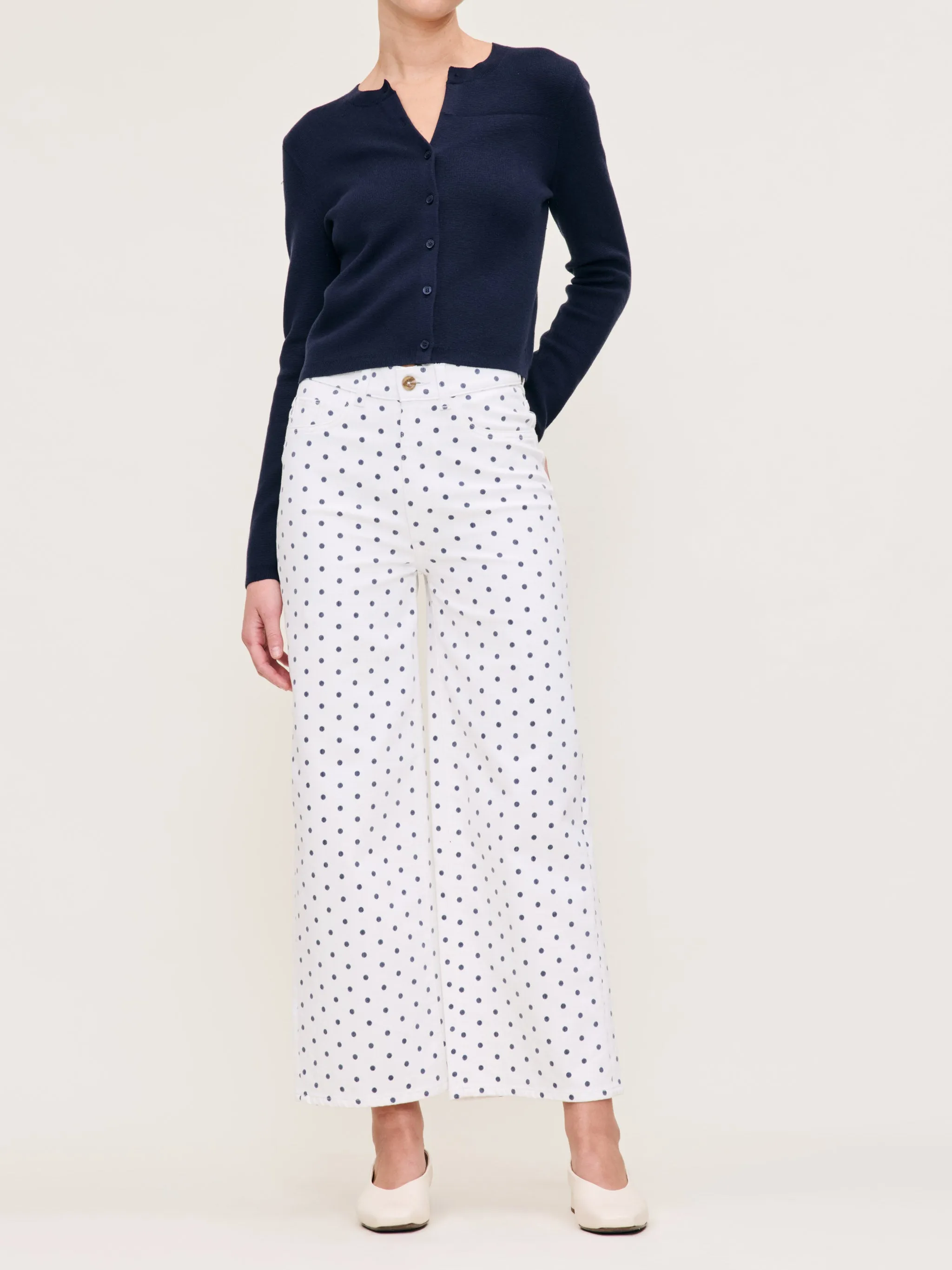 Hepburn Wide Leg High Rise Ankle Jeans | Marine Dots sold by DL1961