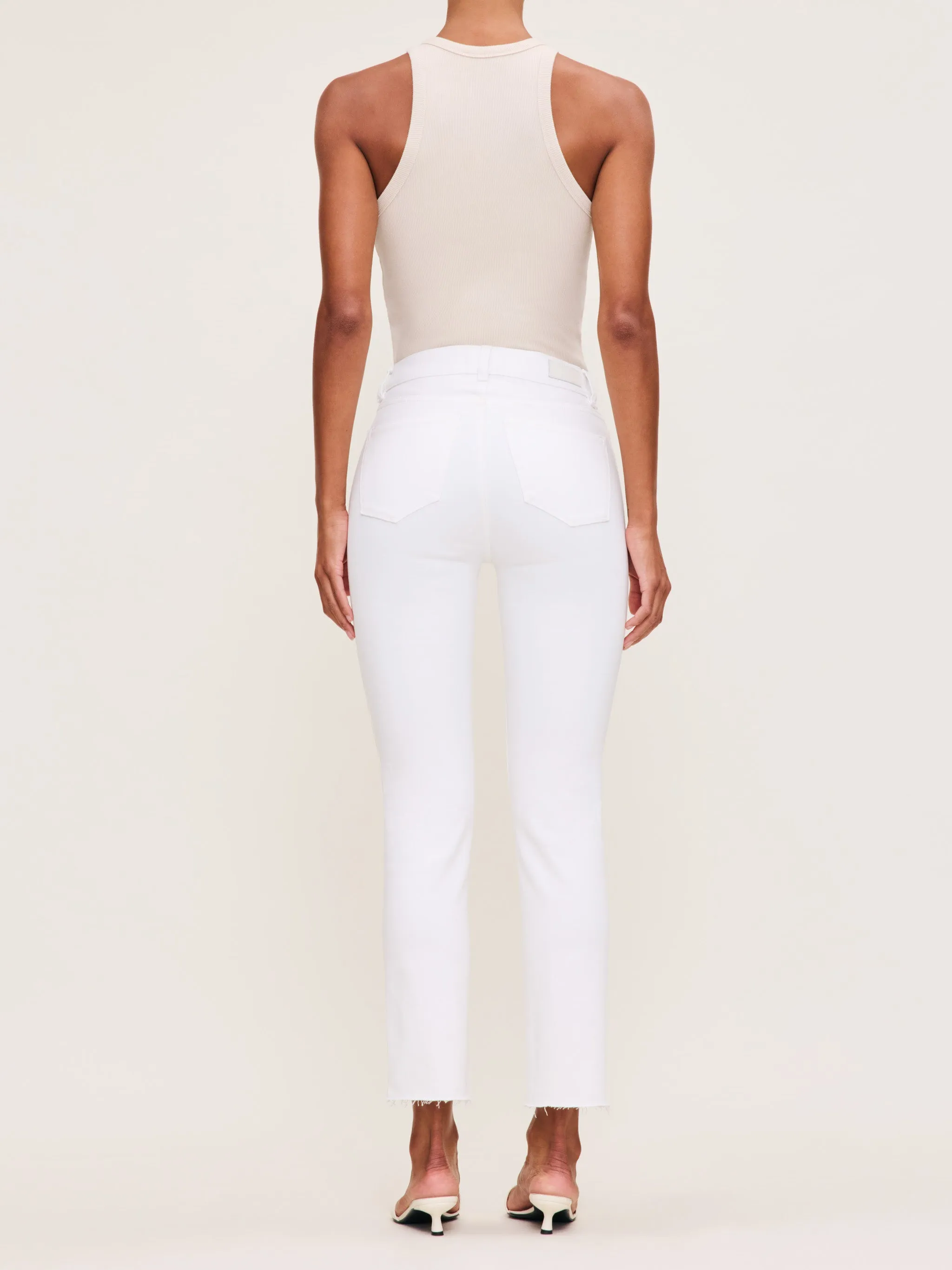 Mara Straight Mid Rise Instasculpt™ Ankle Jeans | White Stripe sold by DL1961 product image thumbnail 5