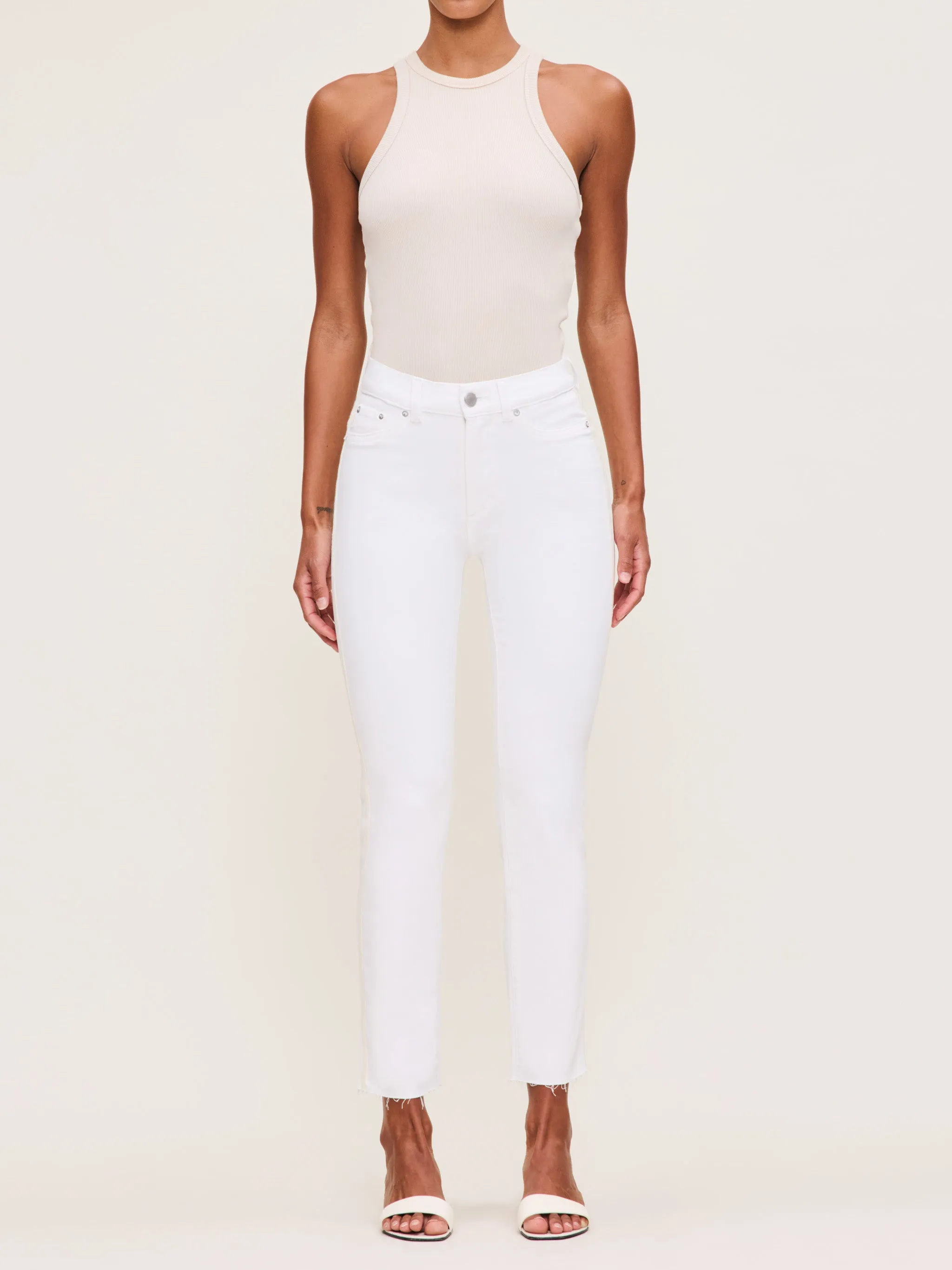 Mara Straight Mid Rise Instasculpt™ Ankle Jeans | White Stripe sold by DL1961 product image thumbnail 3