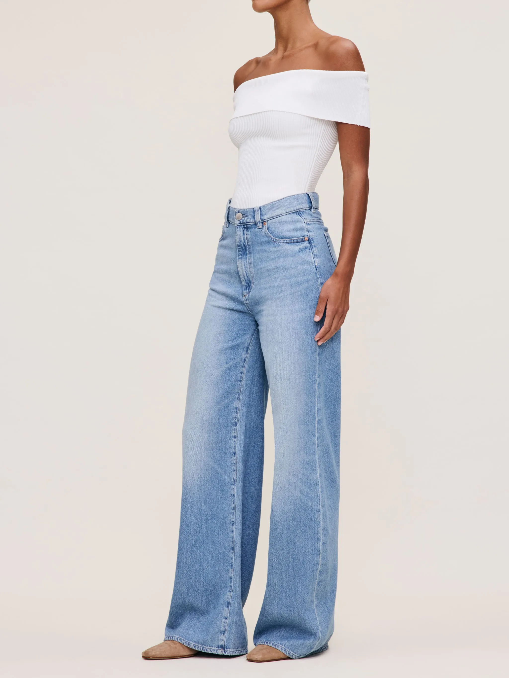 Hepburn Wide Leg High Rise 32" Jeans | River Bank sold by DL1961 product image thumbnail 2
