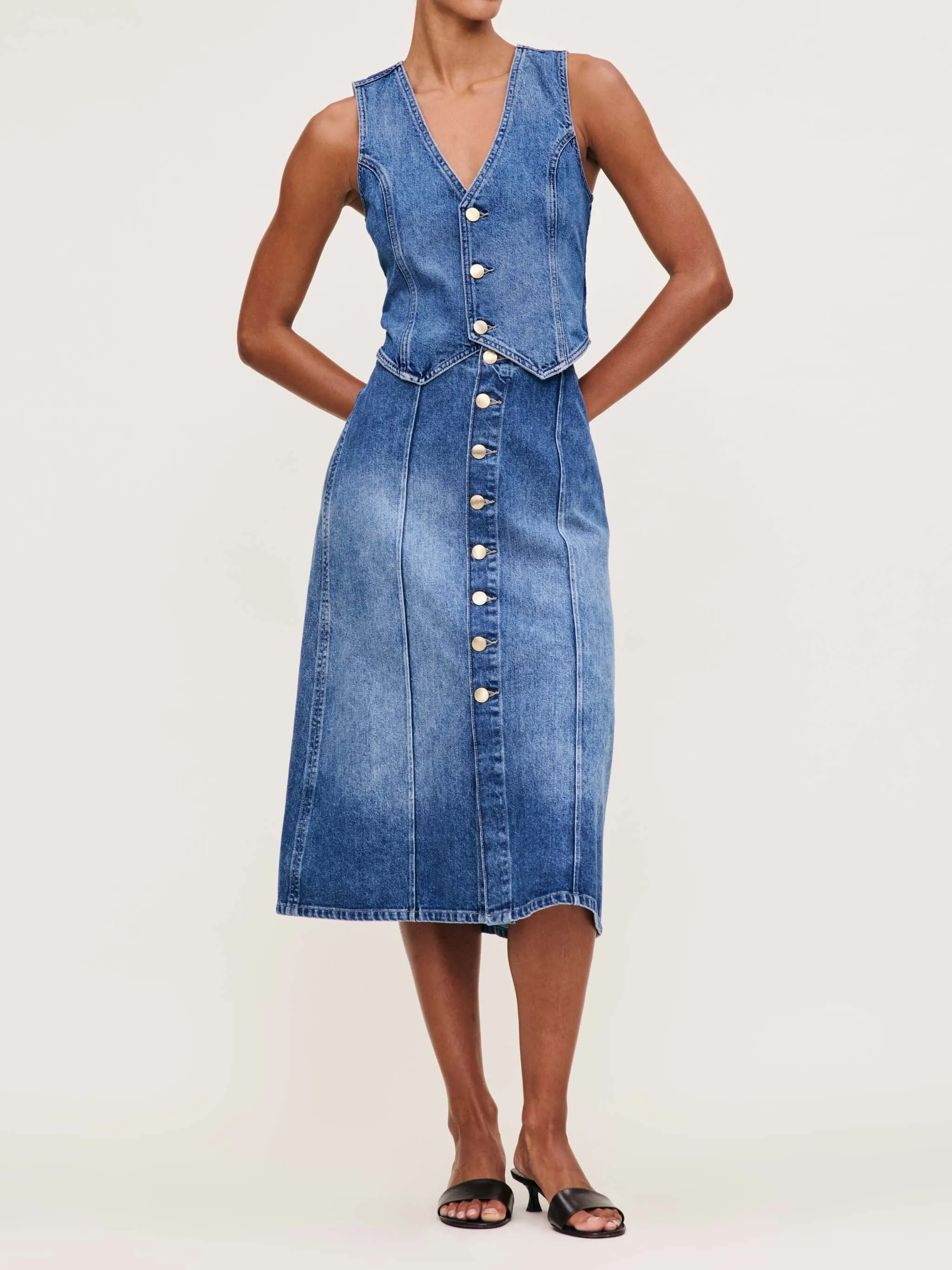 Alma Denim Skirt Button Front | Wythe sold by DL1961