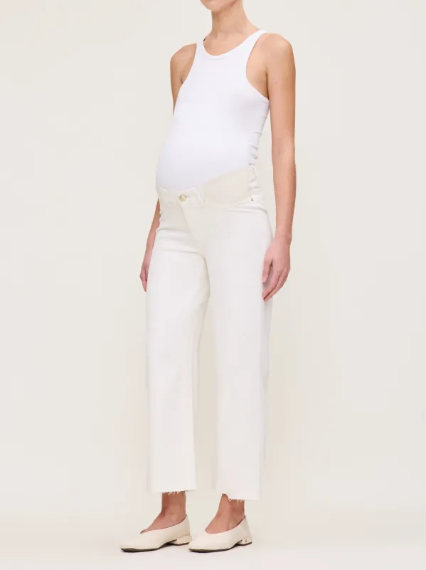 Hepburn Wide Leg Maternity Ankle Jeans | Eggshell sold by DL1961
