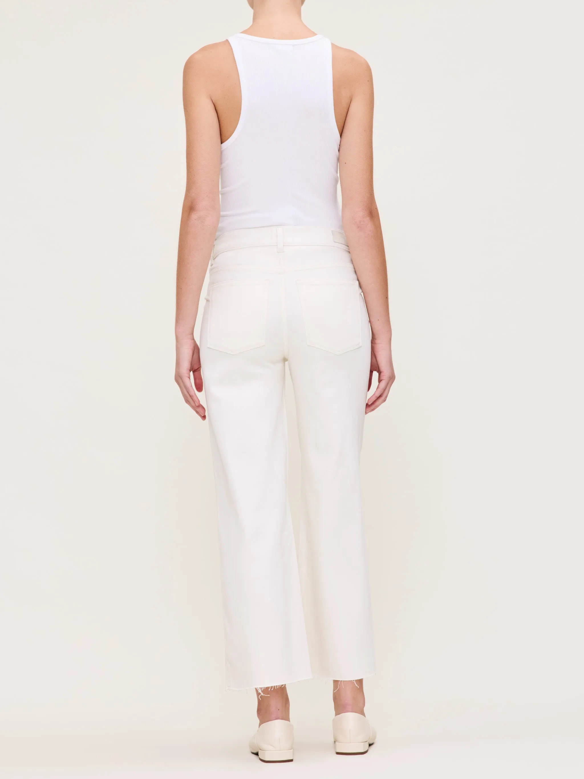 Hepburn Wide Leg Maternity Ankle Jeans | Eggshell sold by DL1961 product image thumbnail 4