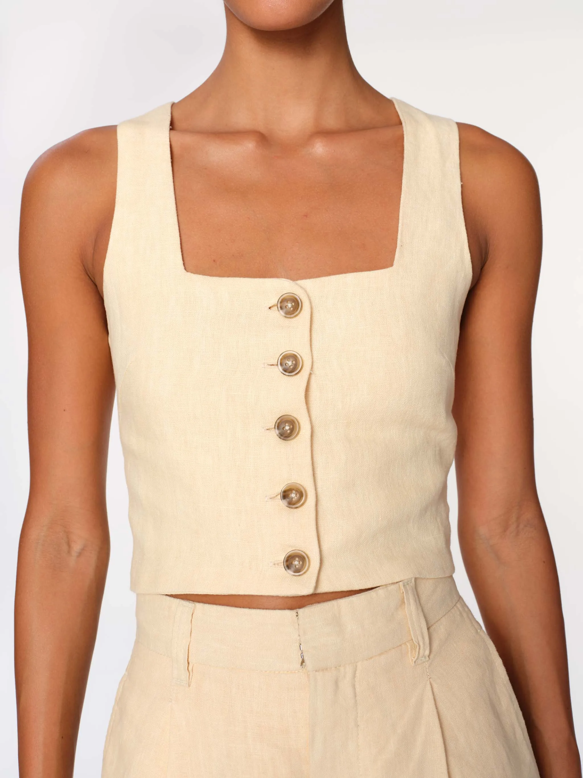 Lizzie Top Cropped | Wheat Linen sold by DL1961