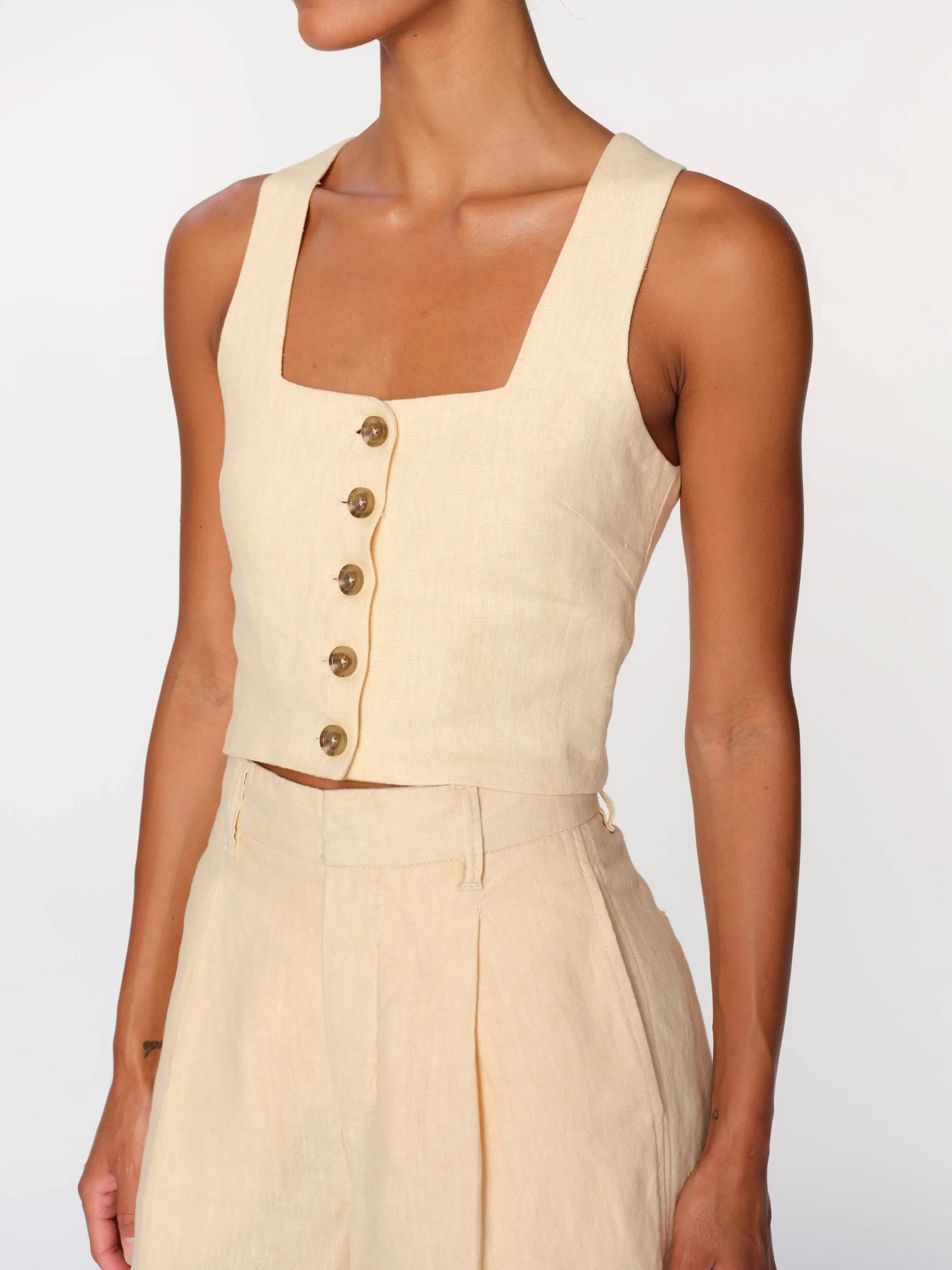 Lizzie Top Cropped | Wheat Linen sold by DL1961 product image thumbnail 2