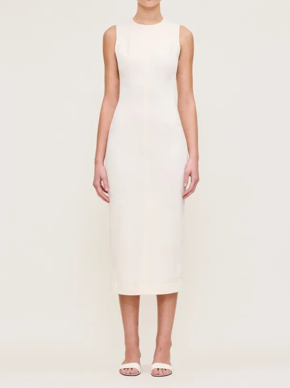 Esme Denim Dress Midi | Eggshell sold by DL1961