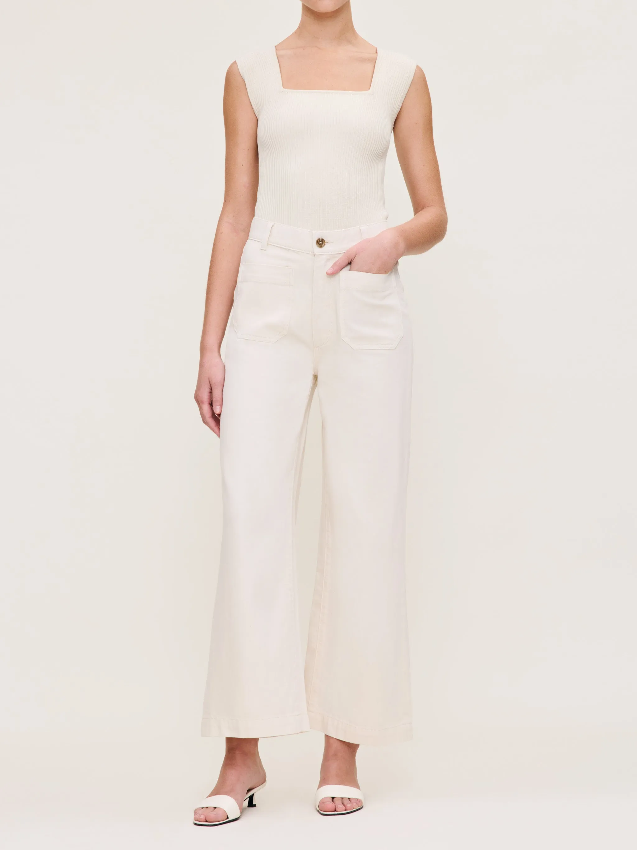 Hepburn Wide Leg High Rise Ankle Jeans | Flax sold by DL1961