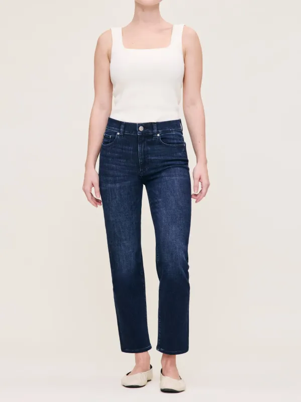 Halle Straight Petite High Rise Instasculpt™ 25.5" Jeans | Mediterranean sold by DL1961