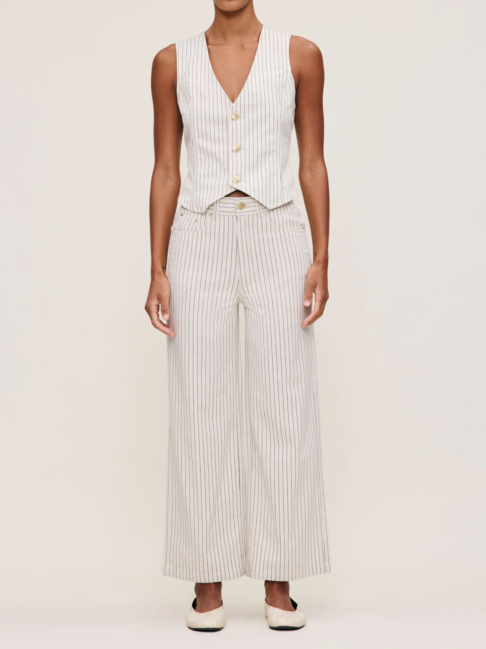 Hepburn Wide Leg High Rise Ankle | Seashell Stripe sold by DL1961 product image thumbnail 2