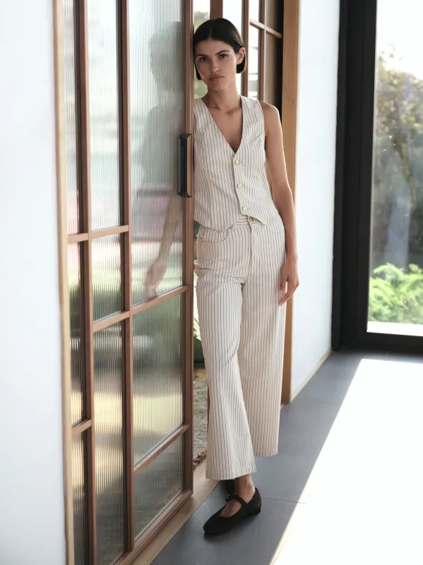 Hepburn Wide Leg High Rise Ankle | Seashell Stripe sold by DL1961