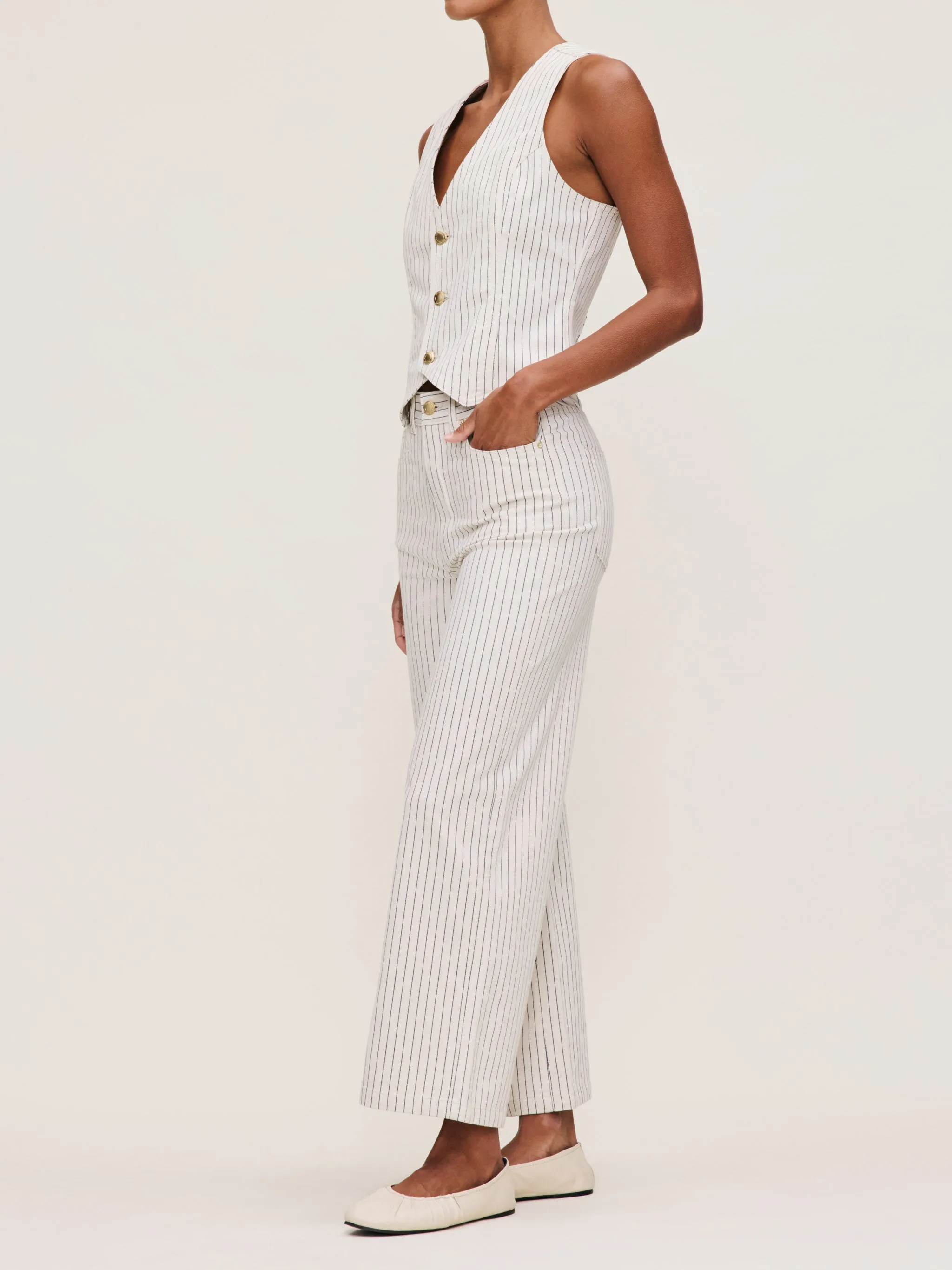 Hepburn Wide Leg High Rise Ankle | Seashell Stripe sold by DL1961 product image thumbnail 3