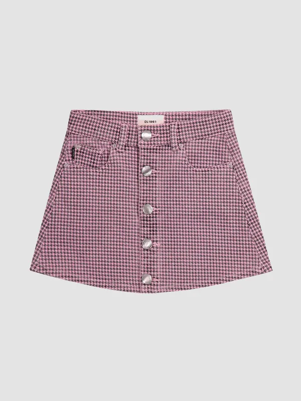 Jenny Mini Skirt | Pink Houndstooth sold by DL1961