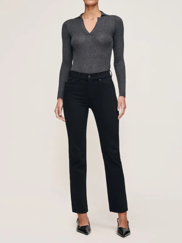 Mara Straight Mid Rise Instasculpt Ankle Jeans | Black sold by DL1961