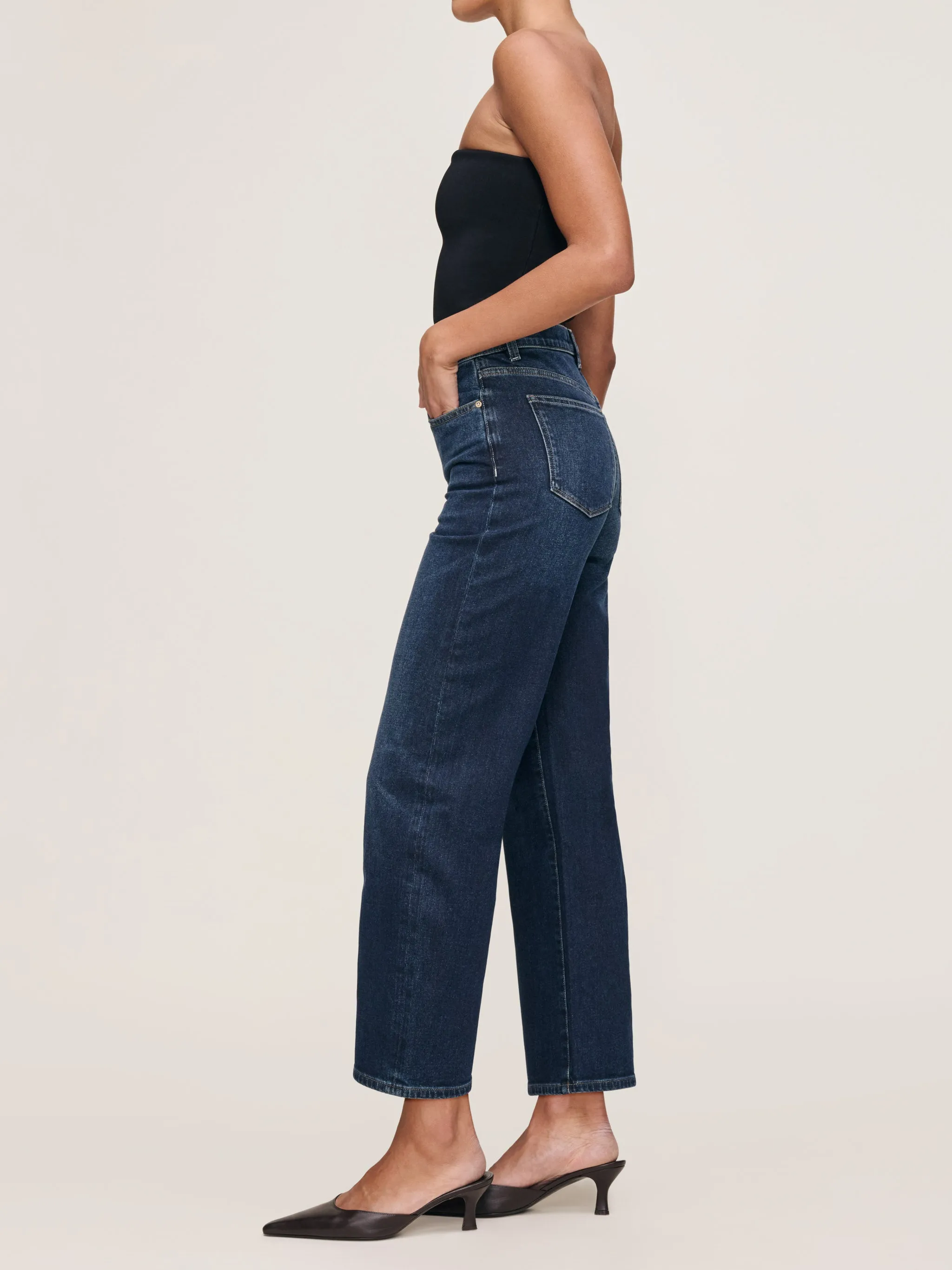 Karmine Refined Wide Leg High Rise 28" Jeans | Dark Sea sold by DL1961 product image thumbnail 2
