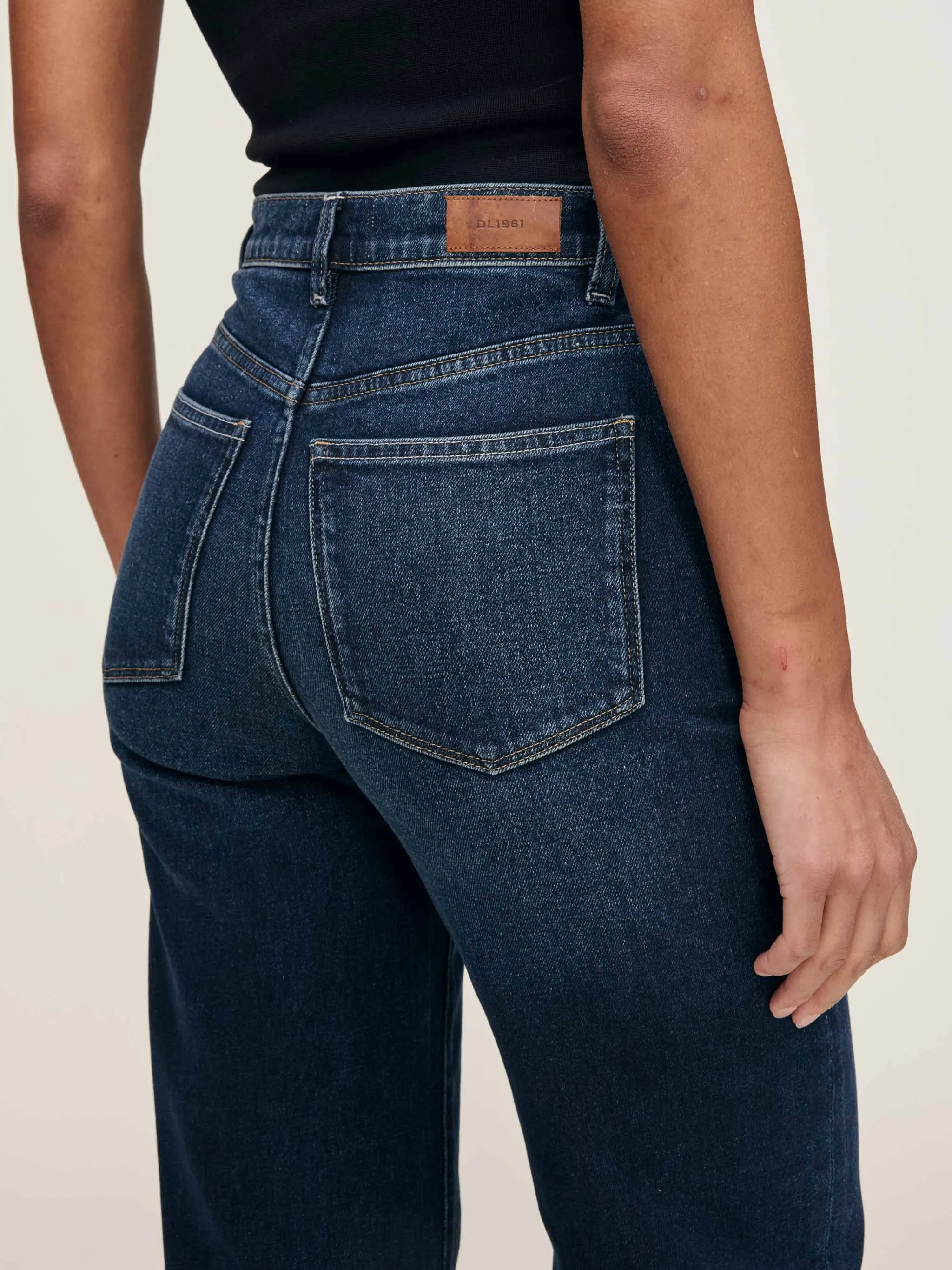 Karmine Refined Wide Leg High Rise 28" Jeans | Dark Sea sold by DL1961 product image thumbnail 5