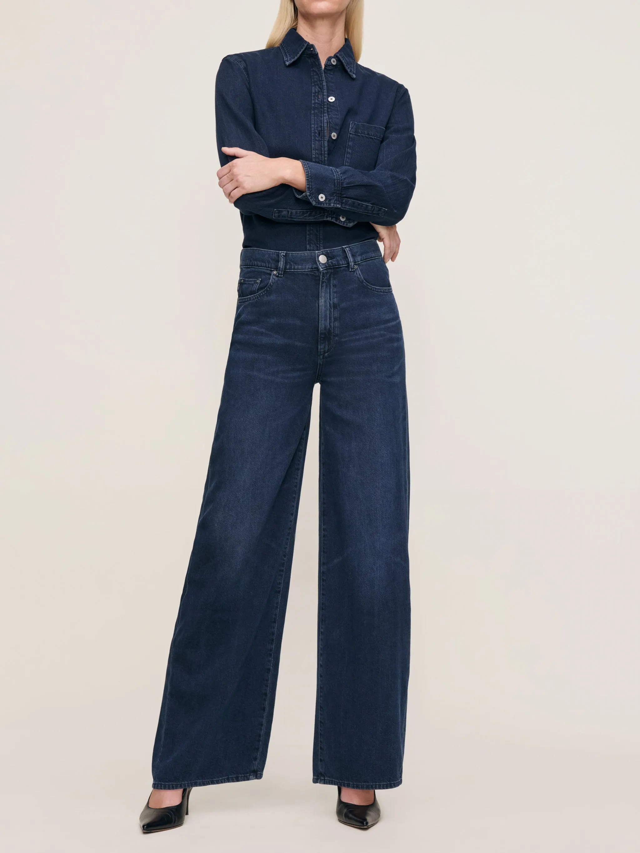 Hepburn Wide Leg High Rise 32" Jeans | Crater Lake sold by DL1961