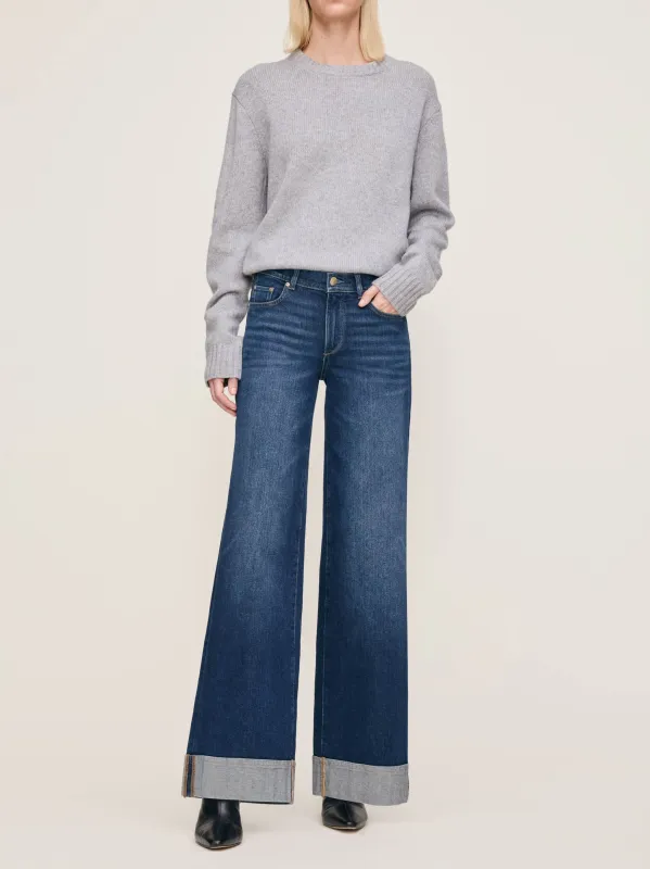 Hepburn Wide Leg Mid Rise 32" Jeans | Boardwalk Cuffed sold by DL1961