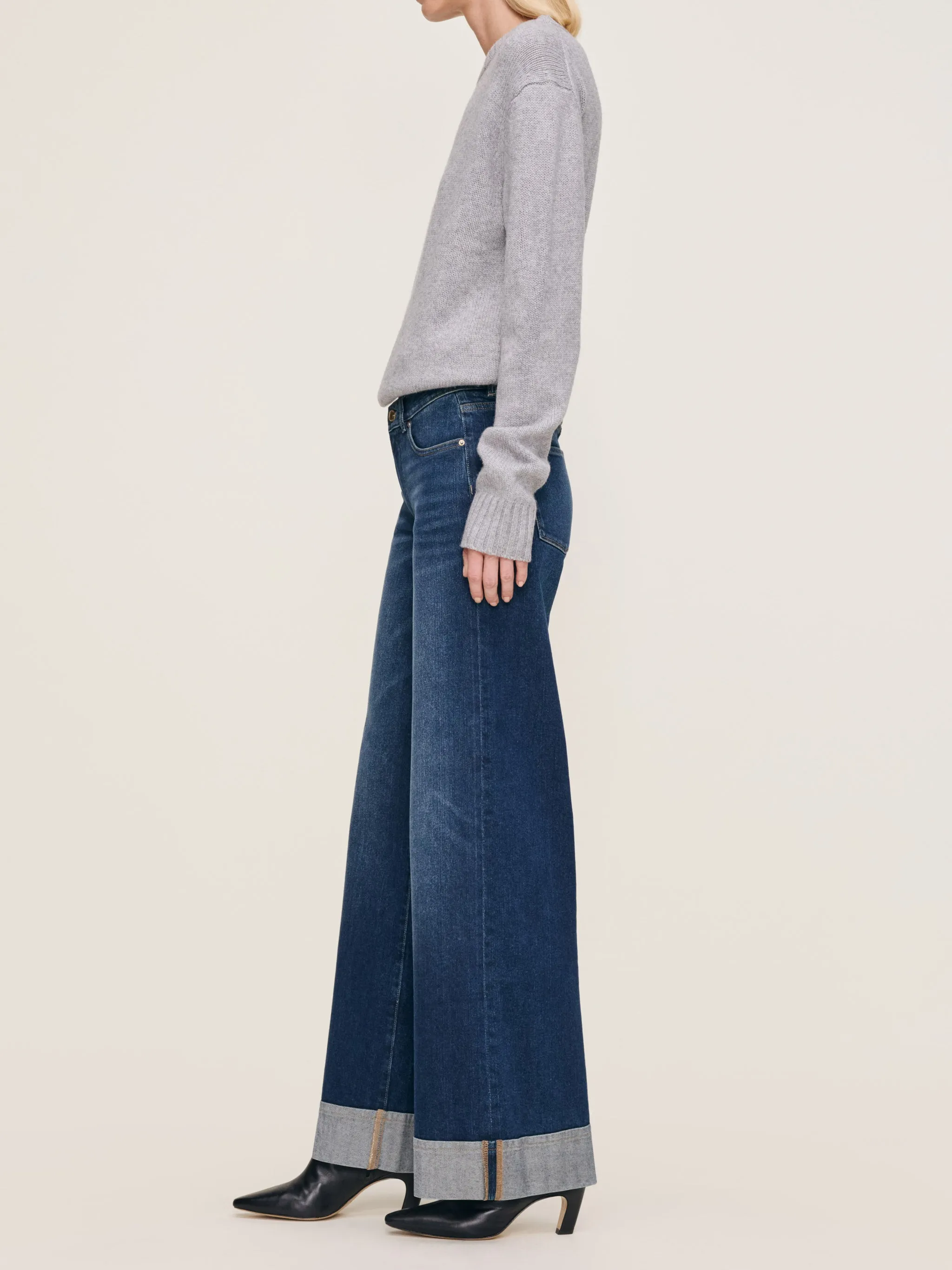 Hepburn Wide Leg Mid Rise 32" Jeans | Boardwalk Cuffed sold by DL1961 product image thumbnail 2
