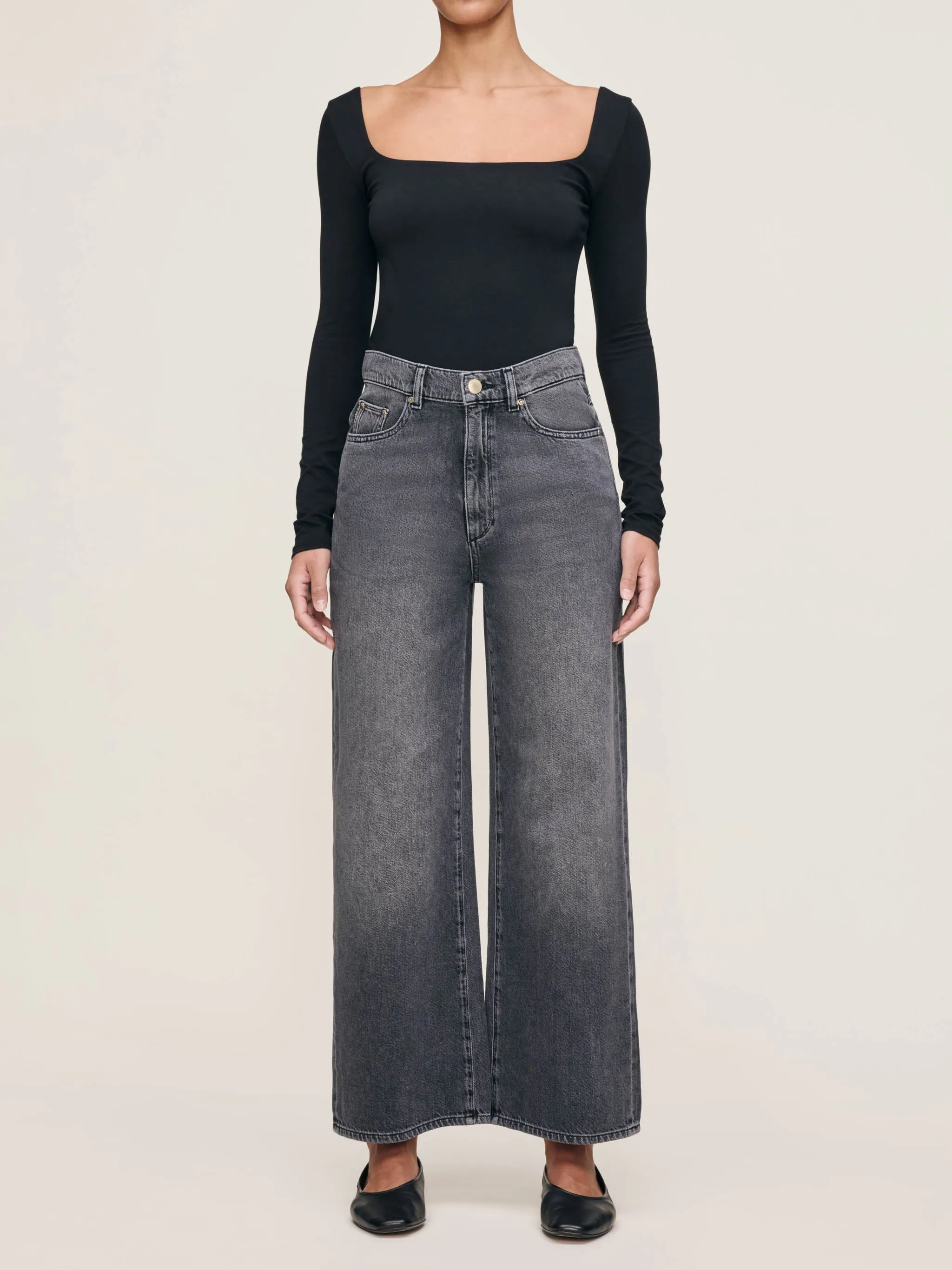 Hepburn Wide Leg High Rise Ankle Jeans | Nightshade Aura sold by DL1961