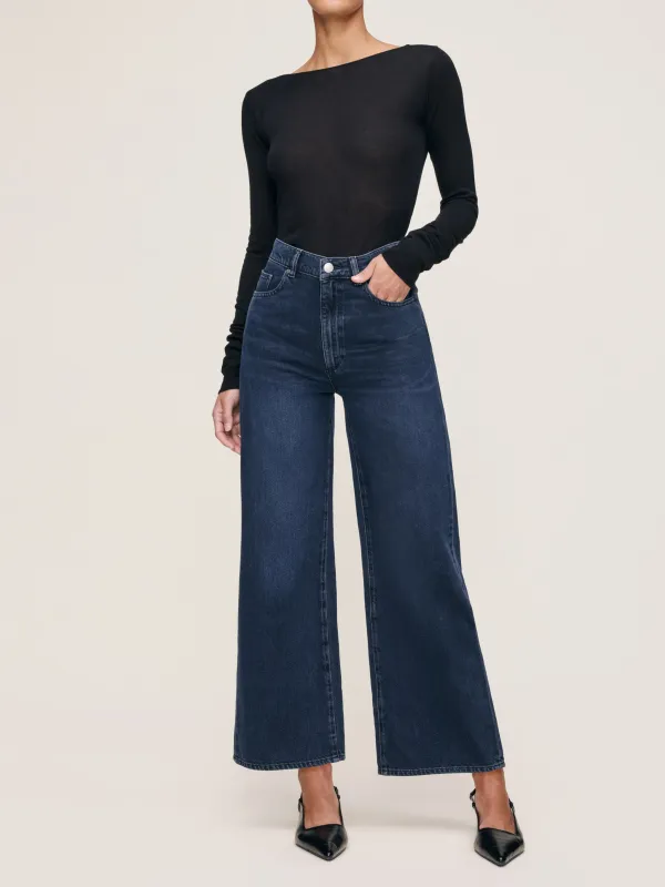 Hepburn Wide Leg High Rise Ankle Jeans | Crater Lake sold by DL1961