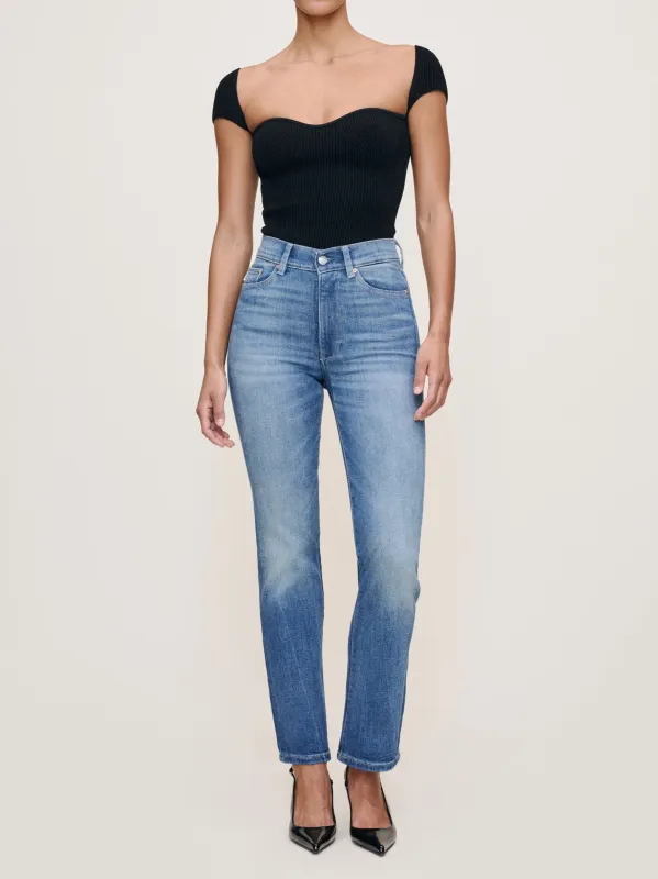 Halle Straight High Rise Instasculpt™ 29" Jeans | Palm Springs Clean sold by DL1961