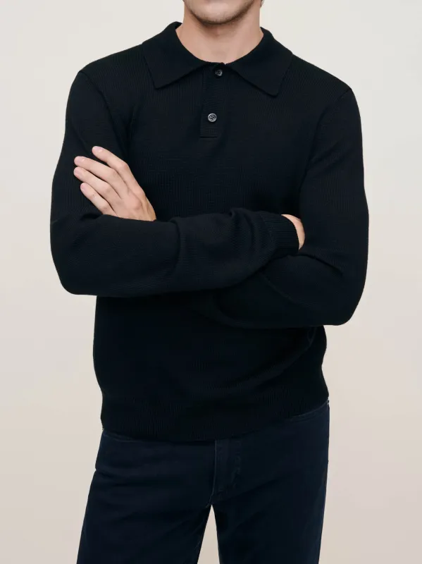 Knit Polo Long Sleeve | Black sold by DL1961