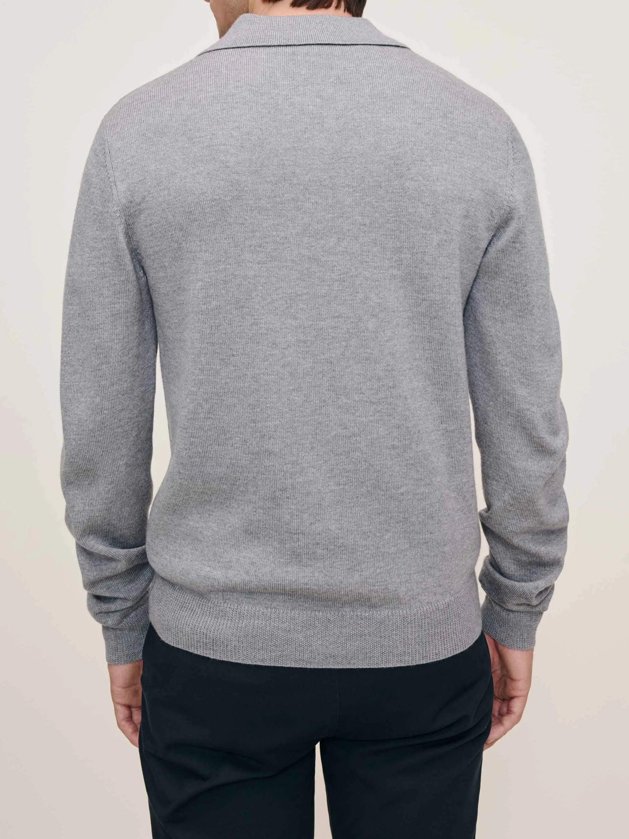 Knit Polo Long Sleeve | Grey Melange sold by DL1961 product image thumbnail 3
