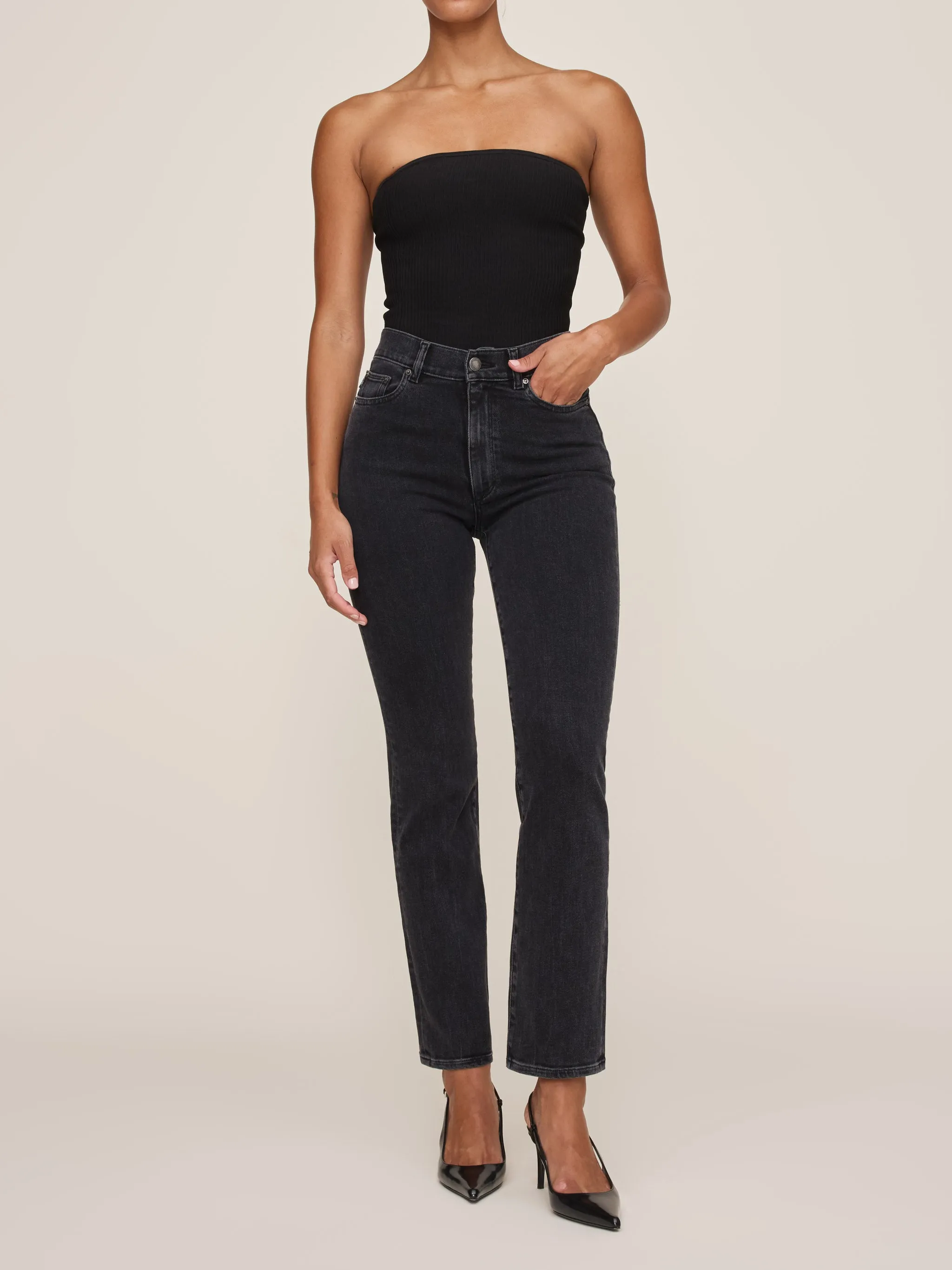 Halle Straight Petite High Rise Instasculpt™ 25.5" Jeans | Nightshade sold by DL1961