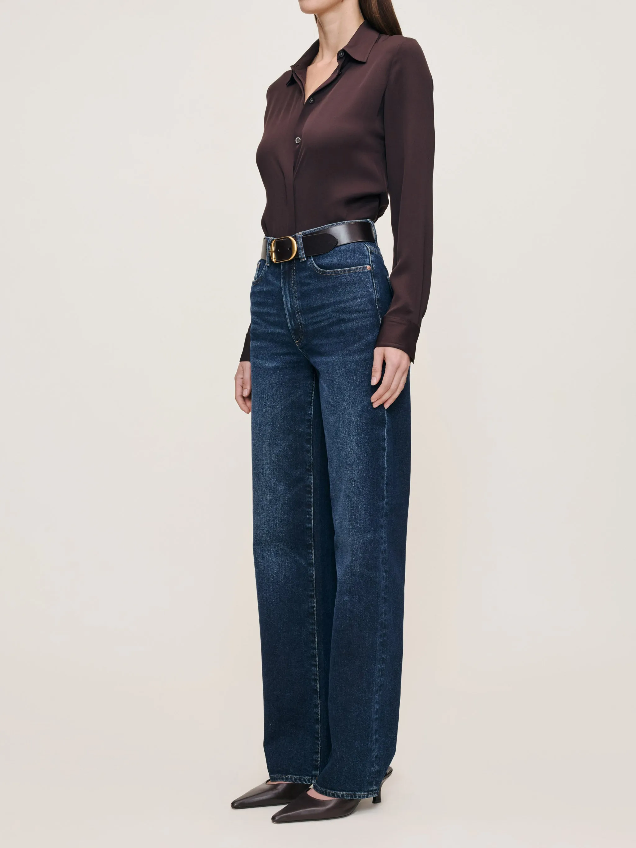 Karmine Refined Wide Leg High Rise 33" Jeans | Dark Sea sold by DL1961 product image thumbnail 2