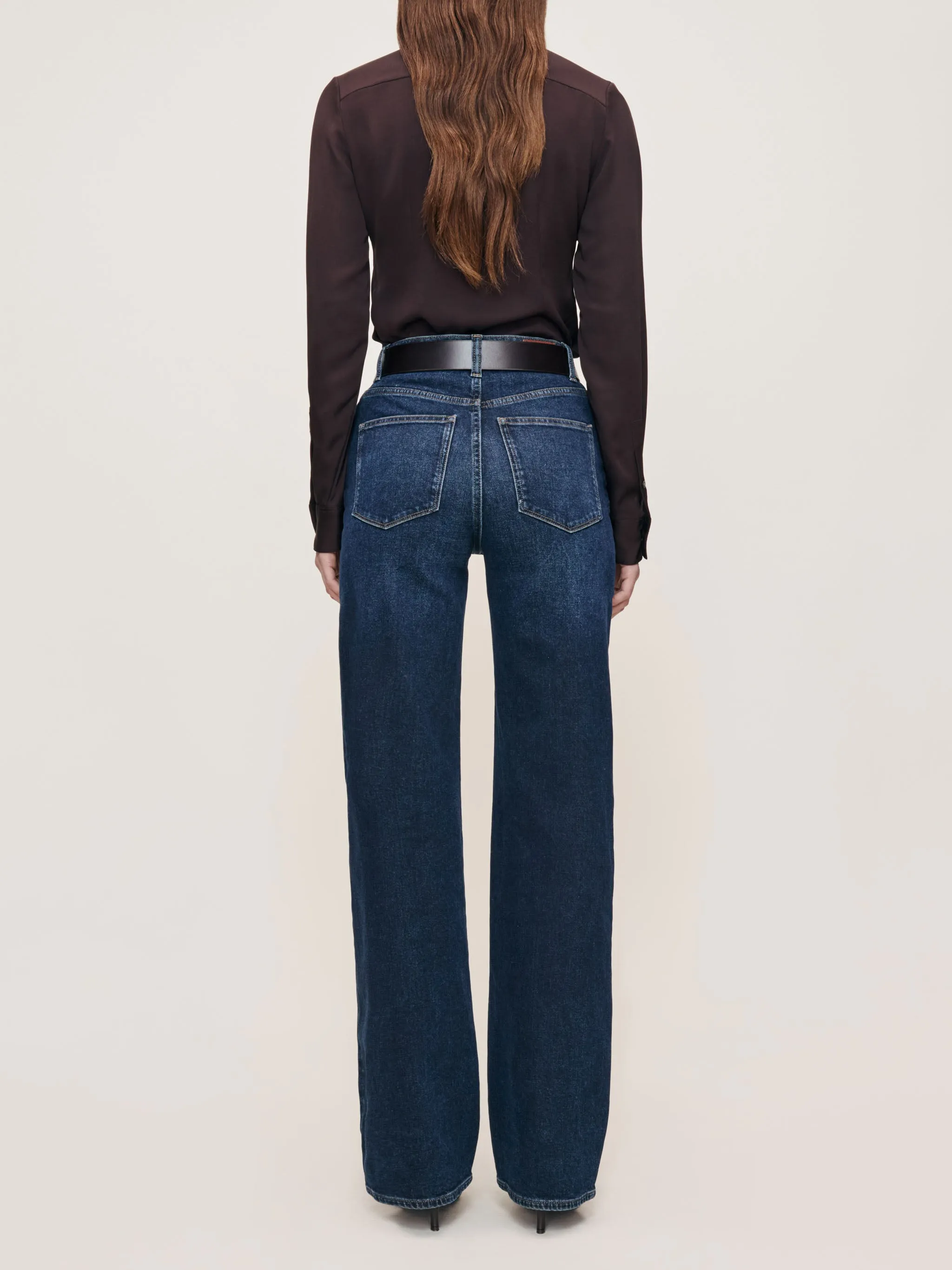 Karmine Refined Wide Leg High Rise 33" Jeans | Dark Sea sold by DL1961 product image thumbnail 3