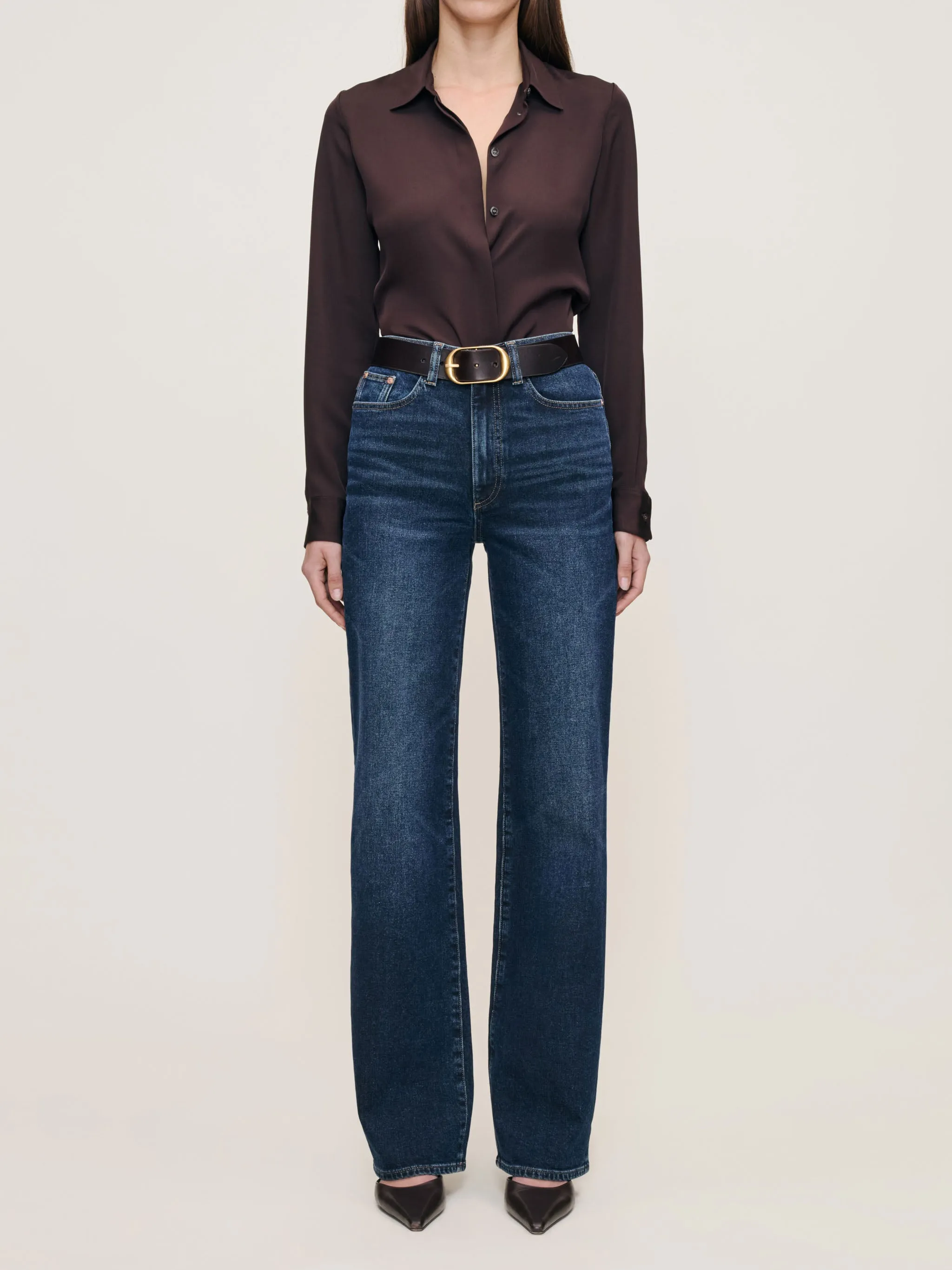 Karmine Refined Wide Leg High Rise 33" Jeans | Dark Sea sold by DL1961