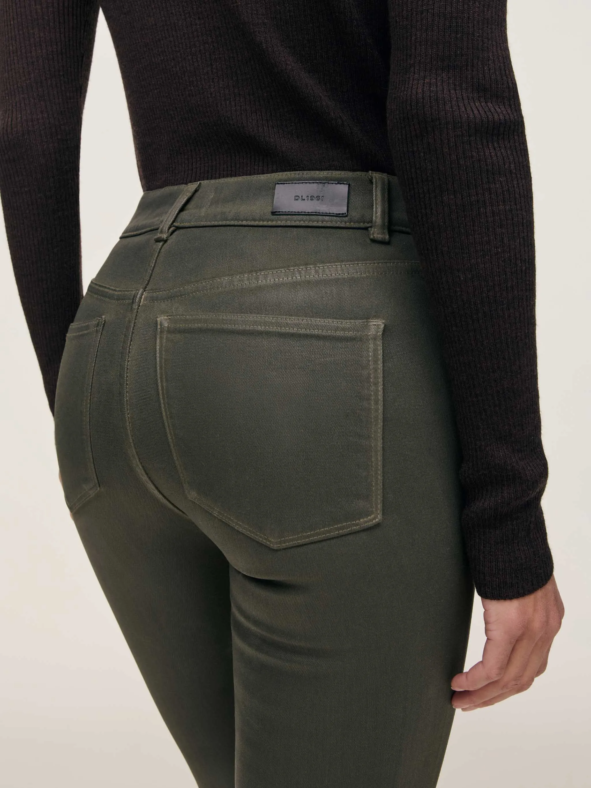 Bridget Boot High Rise Instasculpt™ Crop Jeans | Moss Coated sold by DL1961 product image thumbnail 5