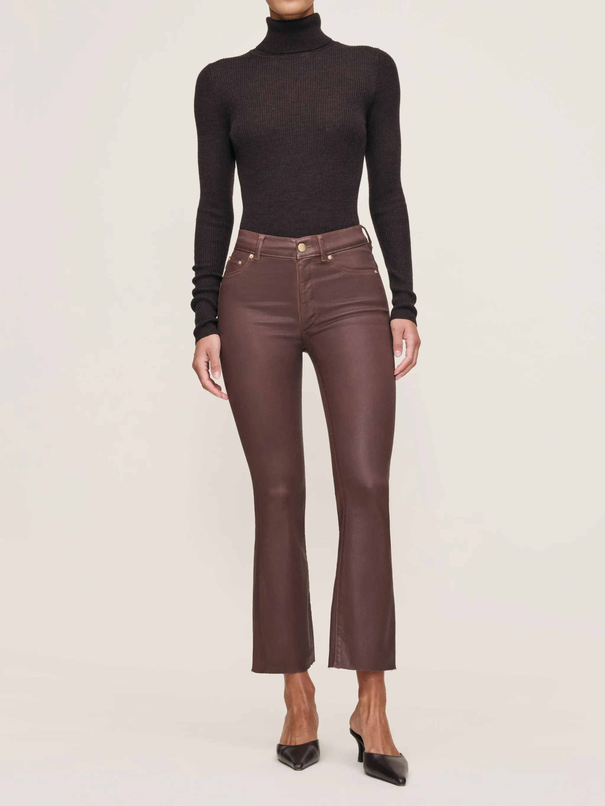 Bridget Boot High Rise Instasculpt™ Crop Jeans | Toffee Coated sold by DL1961