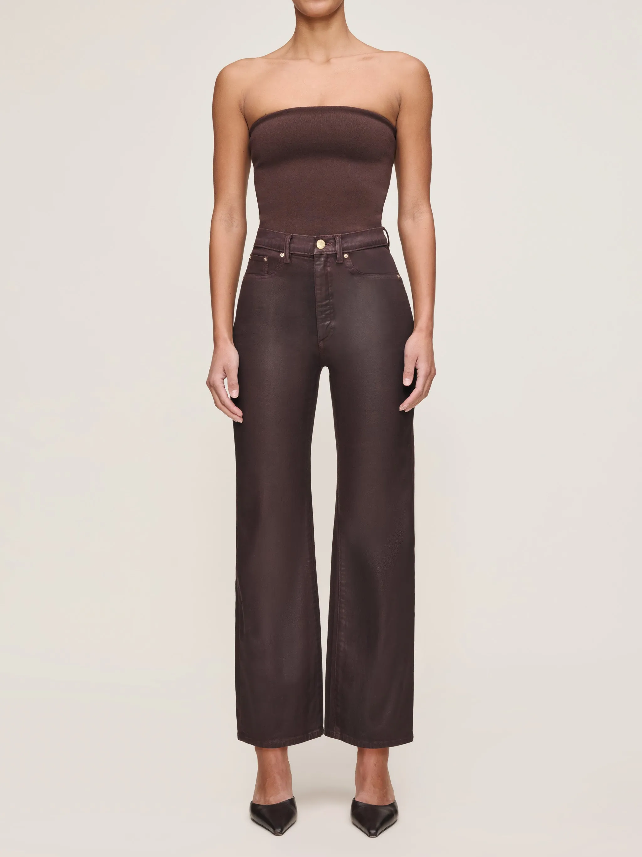 Karmine Refined Wide Leg High Rise 28" Jeans | Fig Coated sold by DL1961