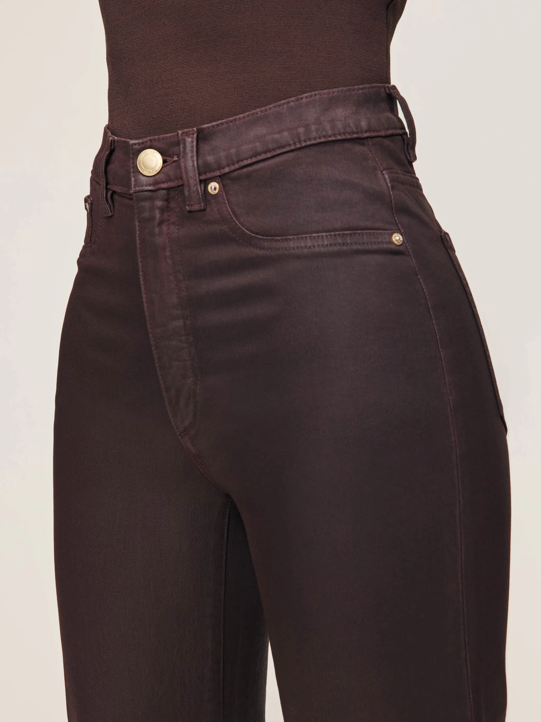 Karmine Refined Wide Leg High Rise 28" Jeans | Fig Coated sold by DL1961 product image thumbnail 5