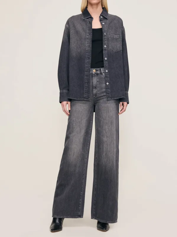 Hepburn Wide Leg High Rise 32" Jeans | Nightshade Aura sold by DL1961