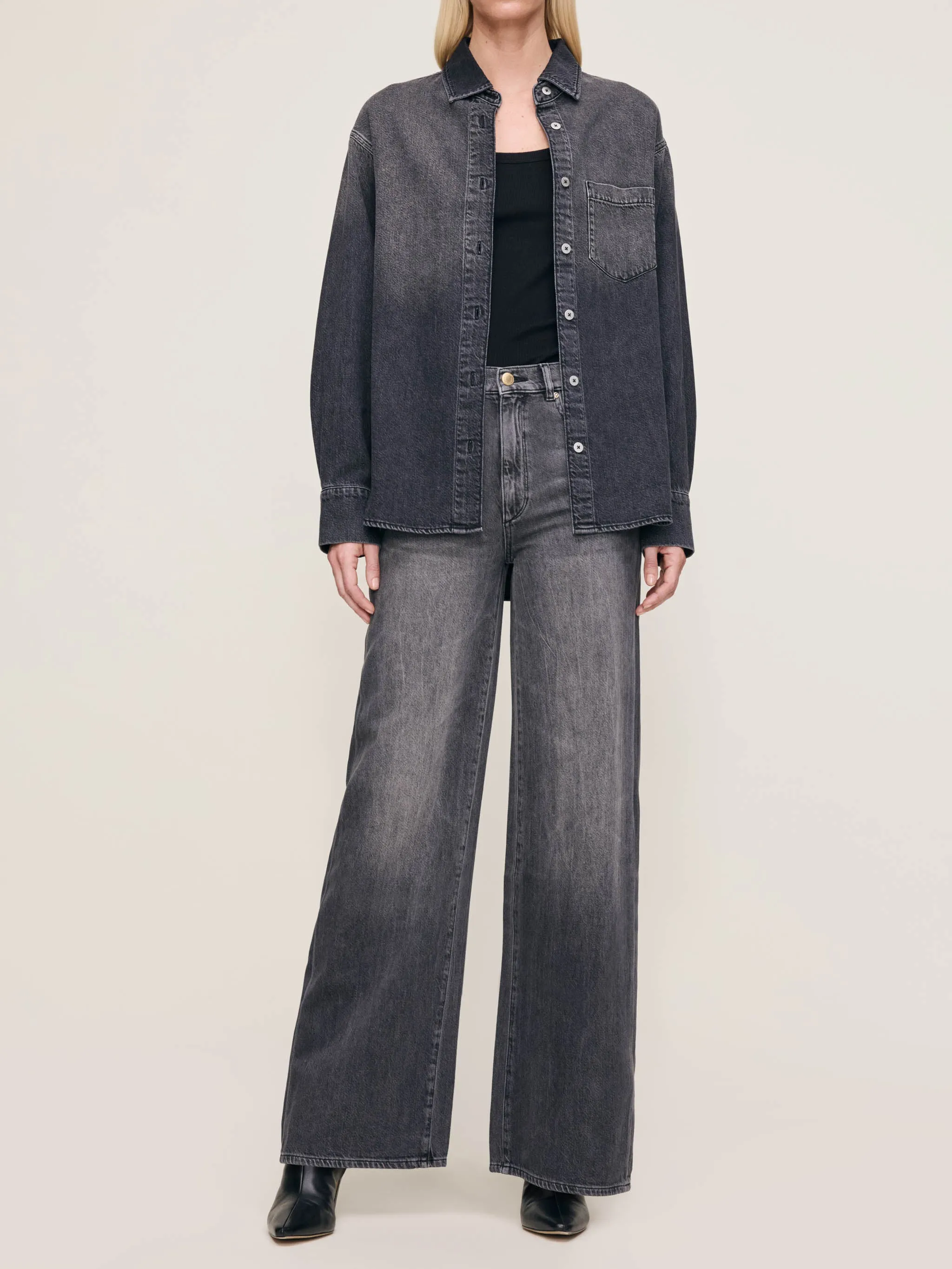 Hepburn Wide Leg High Rise 32" Jeans | Nightshade Aura sold by DL1961