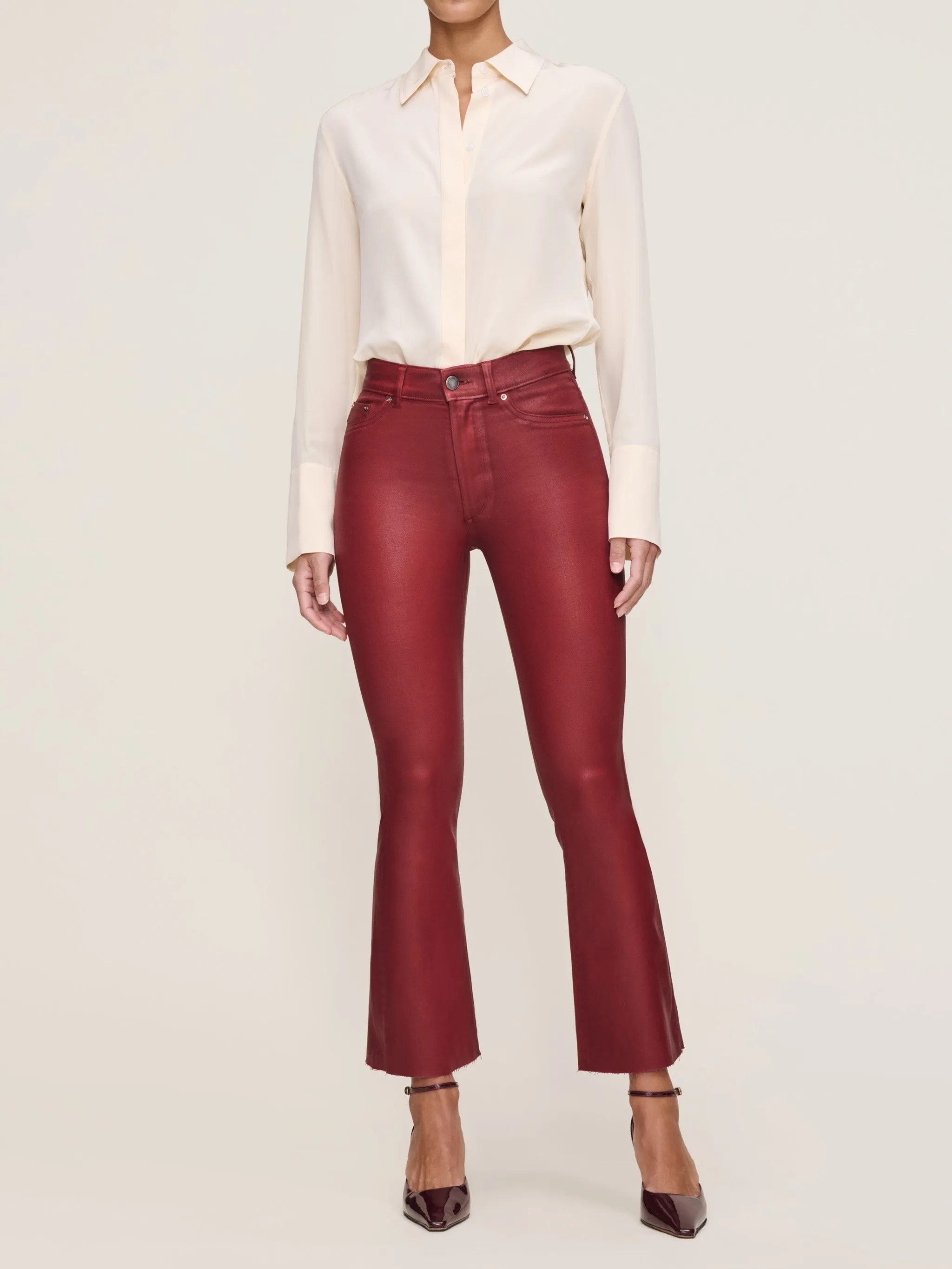 Bridget Boot High Rise Instasculpt™ Crop Jeans | Cherry Coated sold by DL1961 product image thumbnail 2