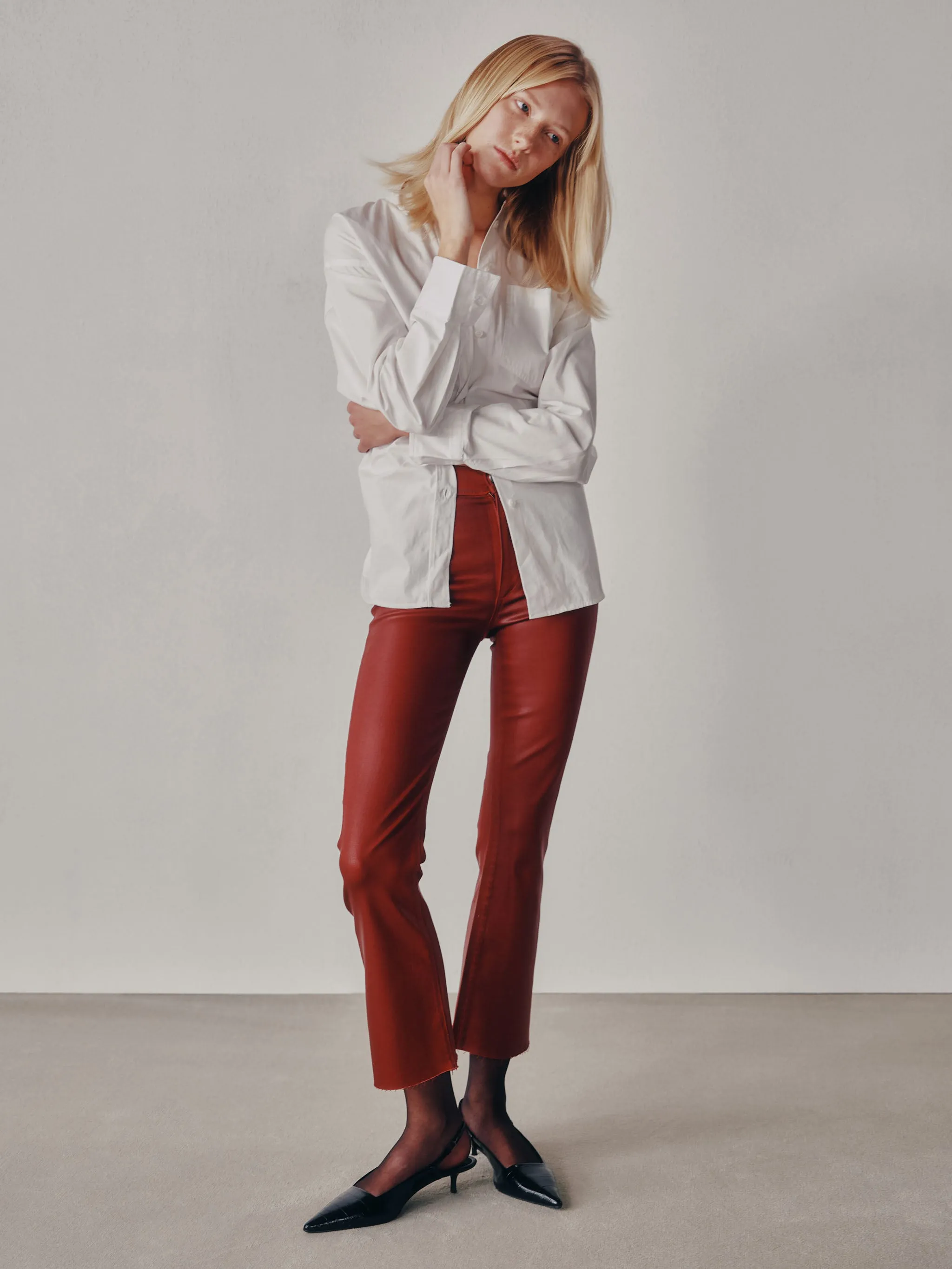 Bridget Boot High Rise Instasculpt™ Crop Jeans | Cherry Coated sold by DL1961