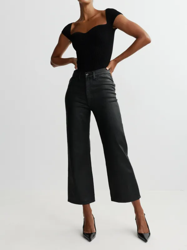 Karmine Refined Wide Leg Petite High Rise 25" Jeans | Black Coated sold by DL1961