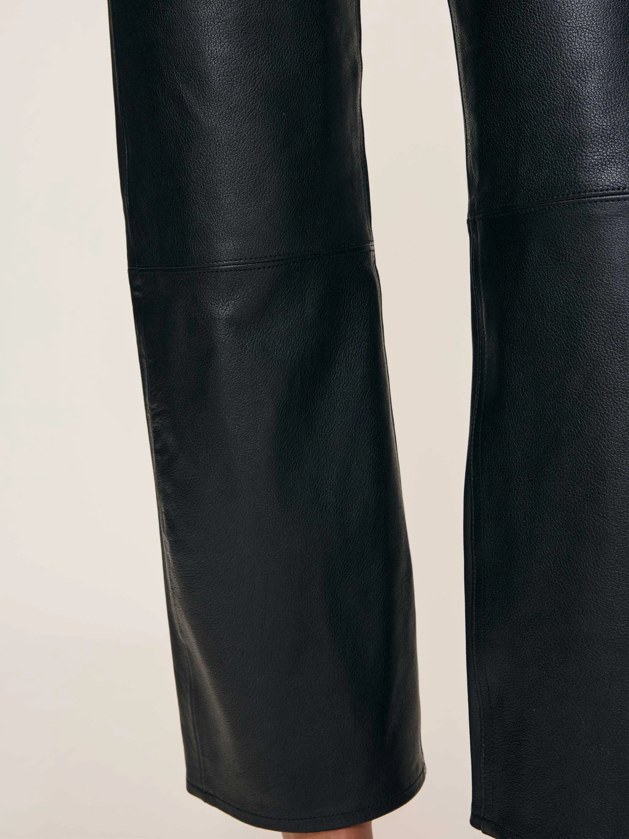 Karmine Refined Wide Leg High Rise 28" Leather Pants | Obsidian sold by DL1961 product image thumbnail 5